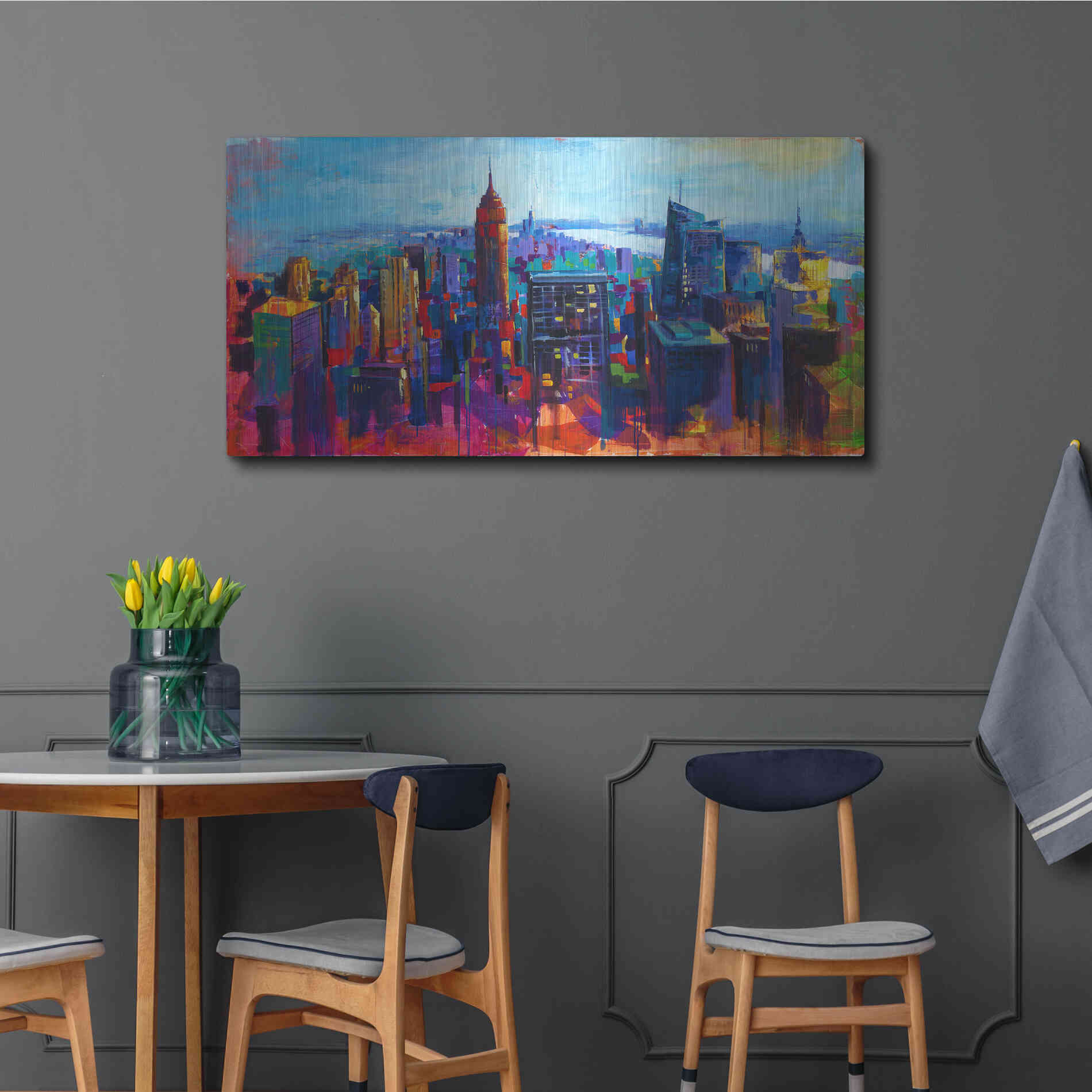 Luxe Metal Art 'New York Color' by Epic Portfolio, Metal Wall Art,48x24