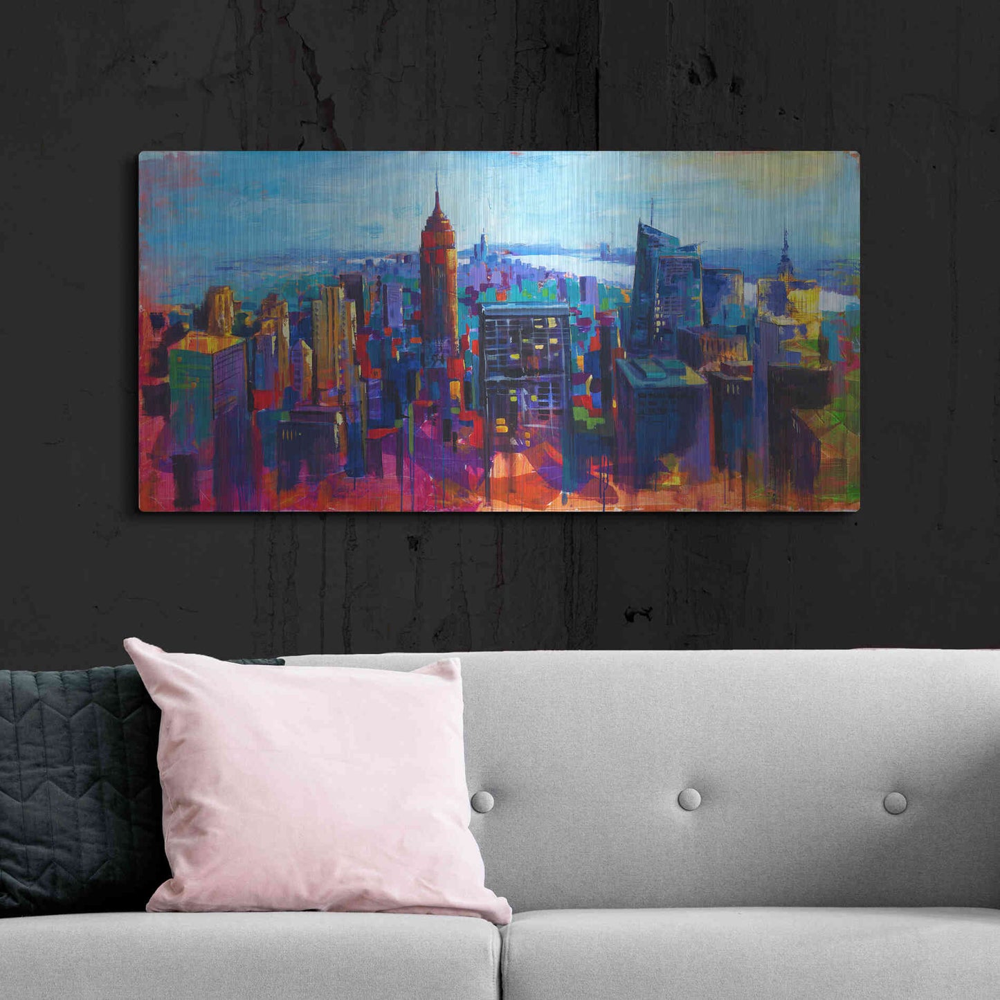 Luxe Metal Art 'New York Color' by Epic Portfolio, Metal Wall Art,48x24