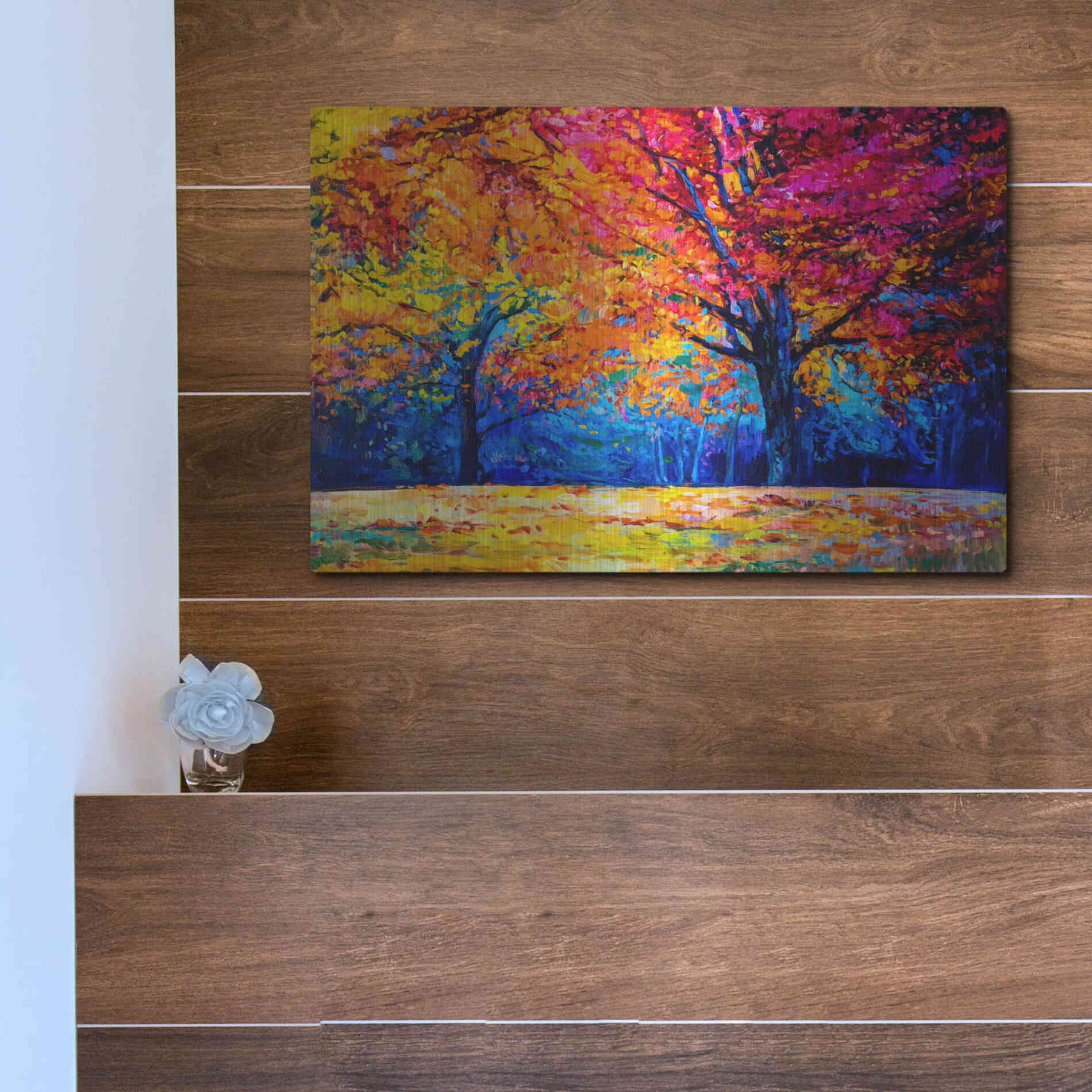 Luxe Metal Art 'October' by Epic Portfolio, Metal Wall Art,16x12