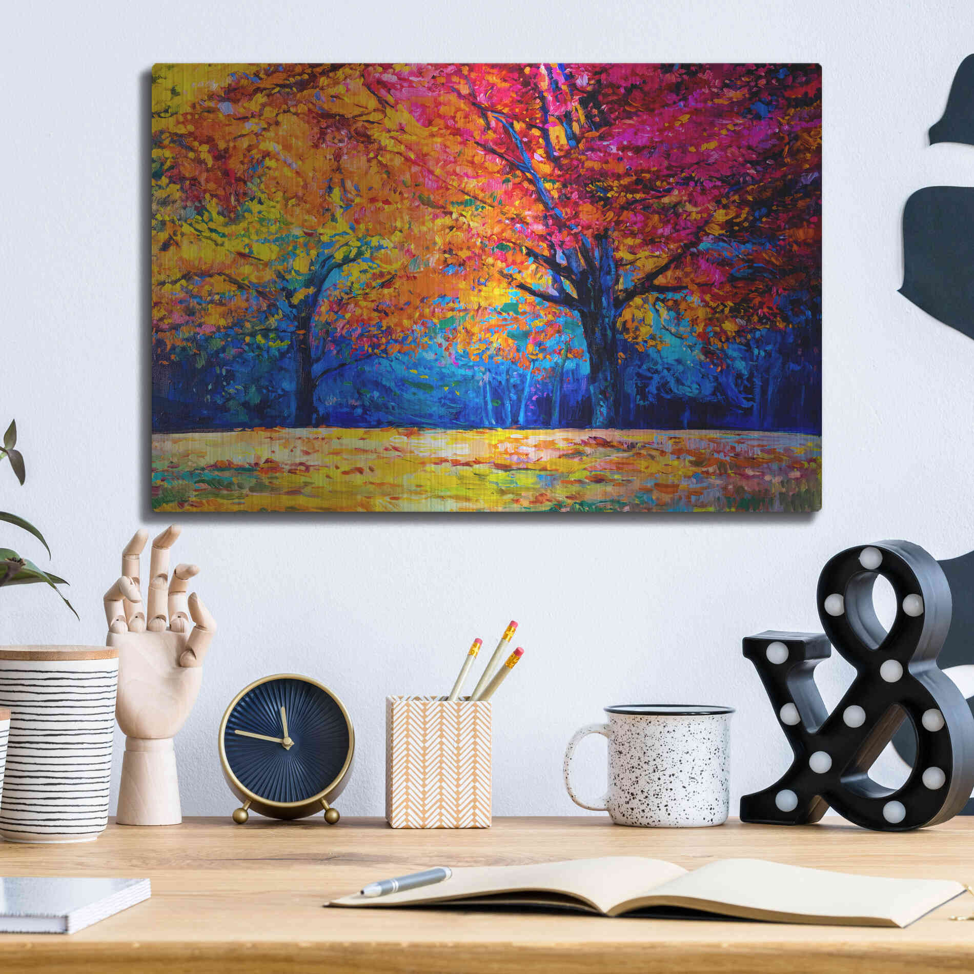Luxe Metal Art 'October' by Epic Portfolio, Metal Wall Art,16x12