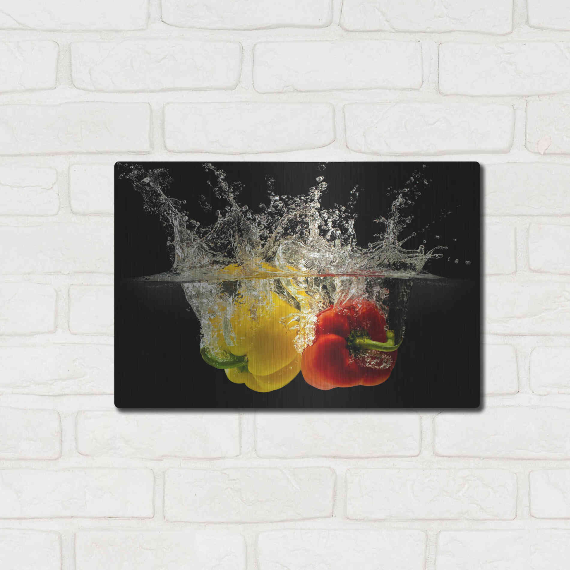 Luxe Metal Art 'Pepper Splash' by Epic Portfolio, Metal Wall Art,16x12