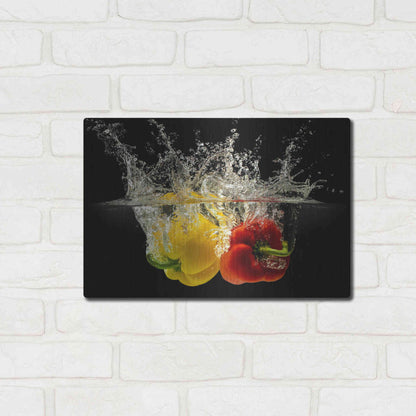 Luxe Metal Art 'Pepper Splash' by Epic Portfolio, Metal Wall Art,16x12
