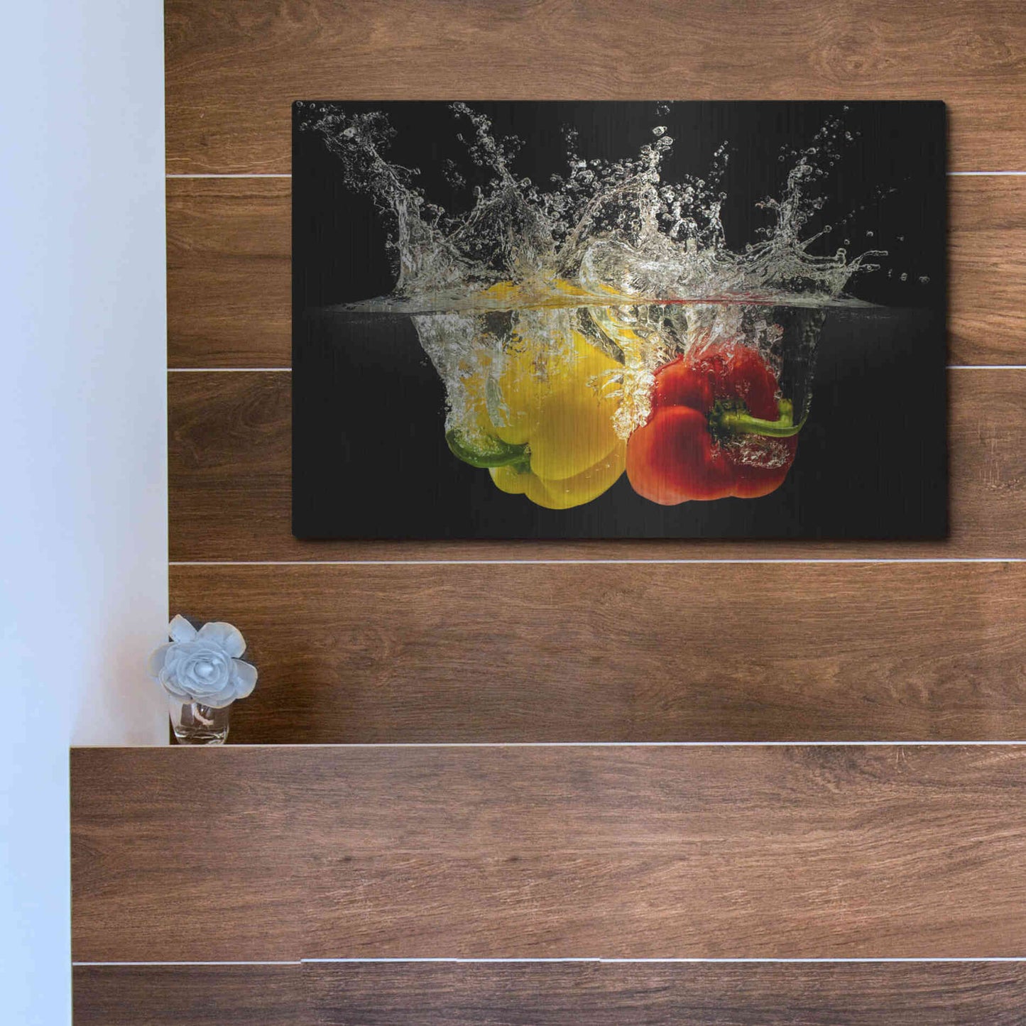 Luxe Metal Art 'Pepper Splash' by Epic Portfolio, Metal Wall Art,16x12