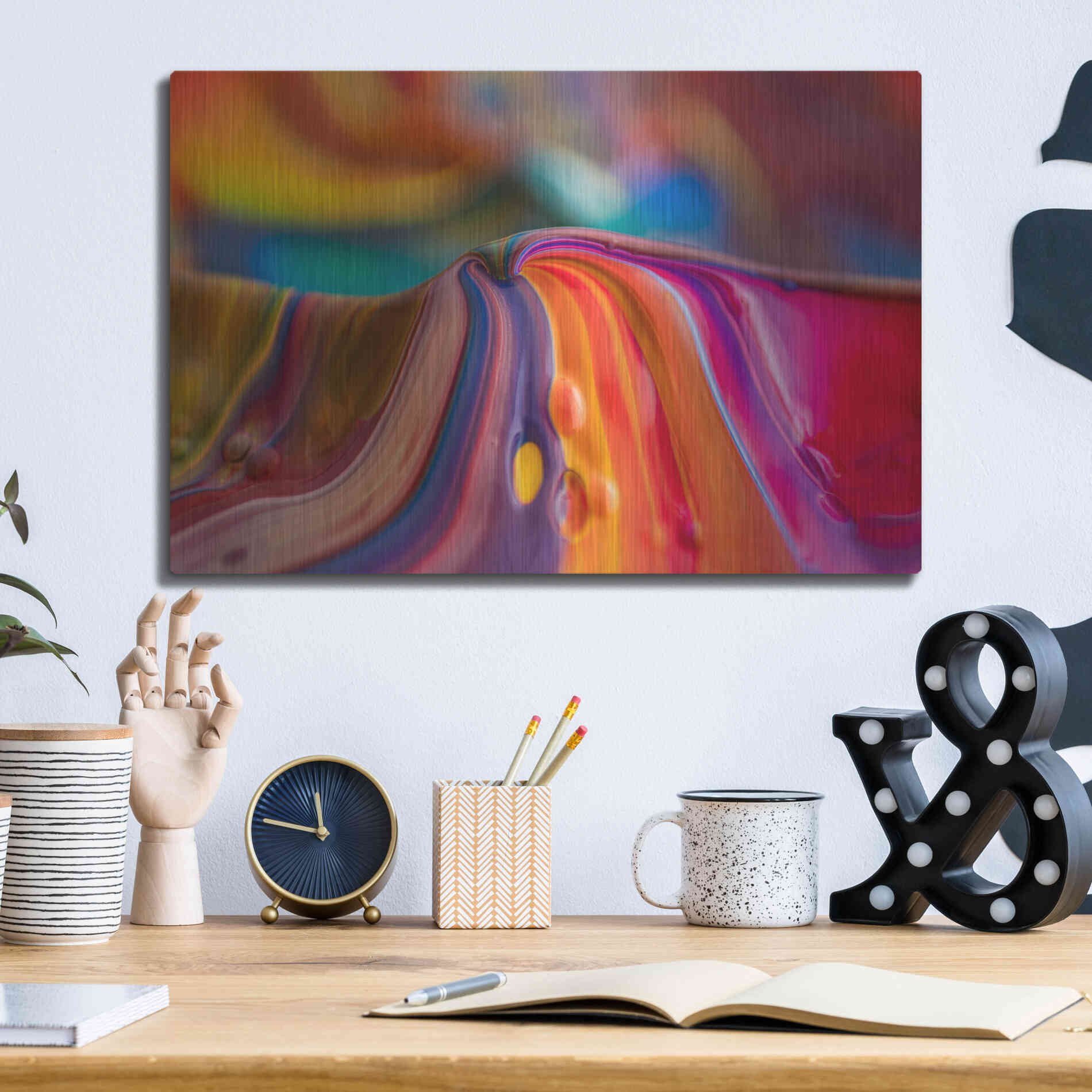 Luxe Metal Art 'Rainbow Lava' by Epic Portfolio, Metal Wall Art,16x12