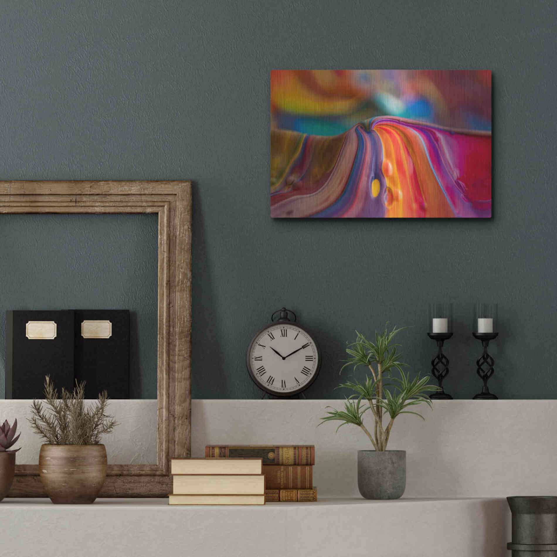 Luxe Metal Art 'Rainbow Lava' by Epic Portfolio, Metal Wall Art,16x12