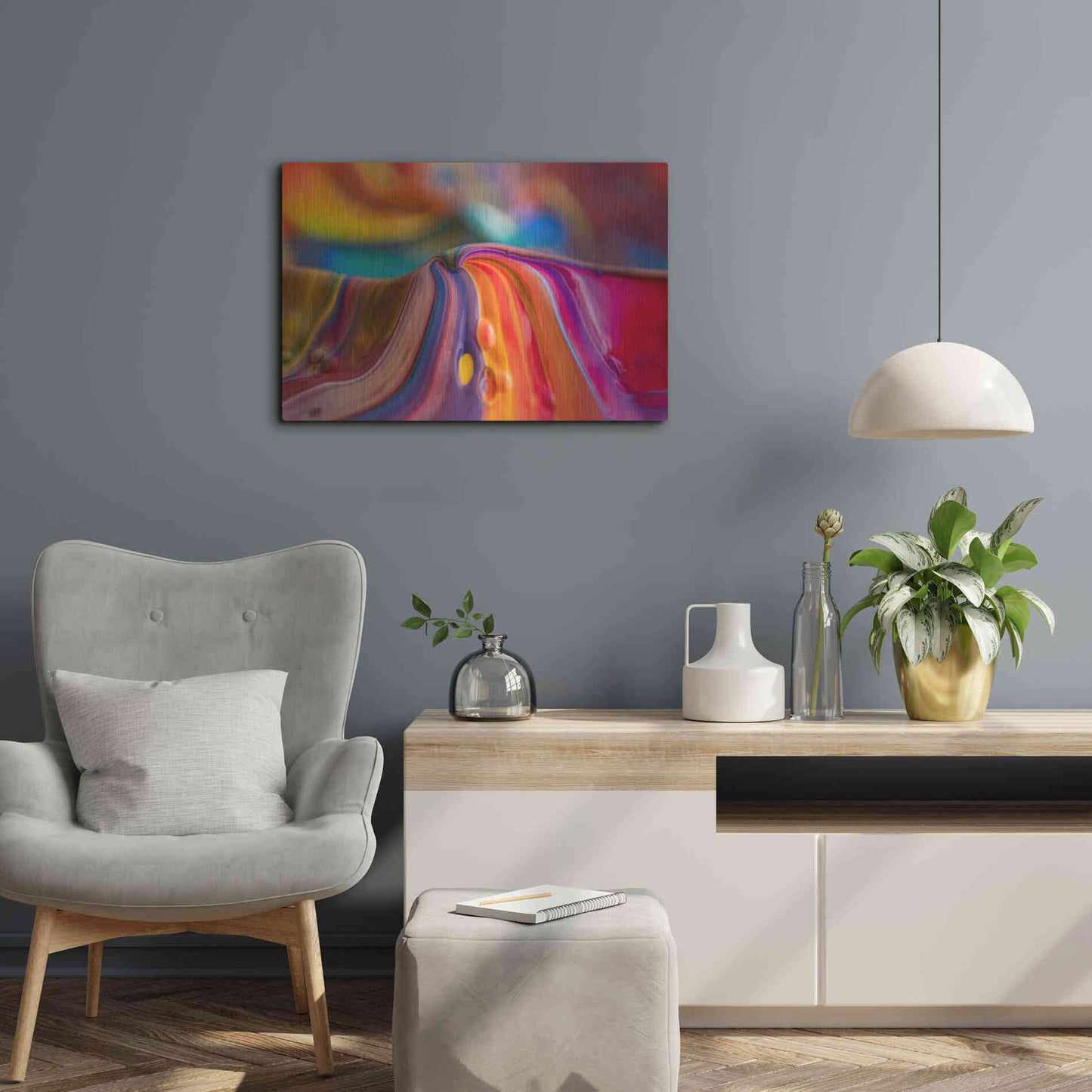 Luxe Metal Art 'Rainbow Lava' by Epic Portfolio, Metal Wall Art,24x16