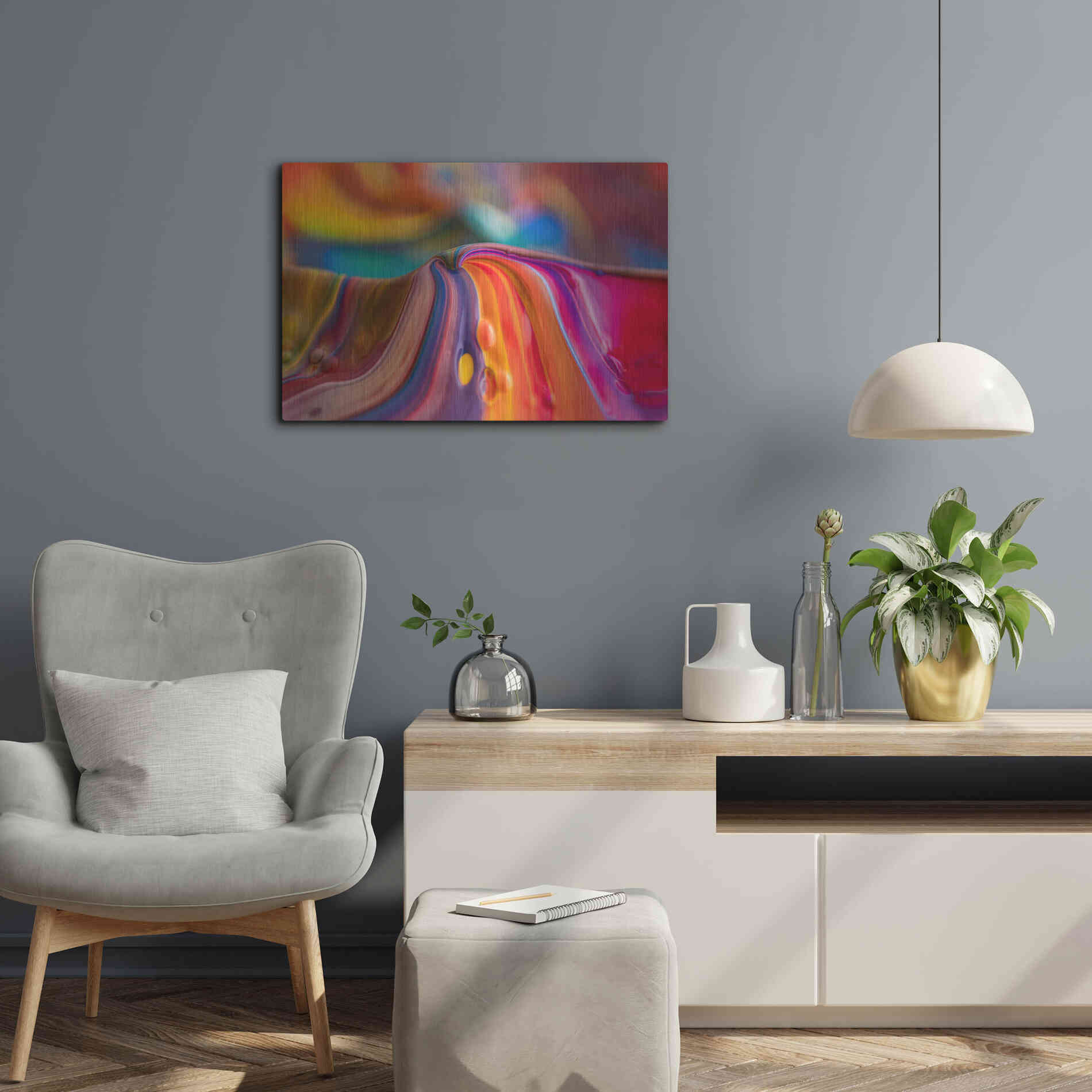 Luxe Metal Art 'Rainbow Lava' by Epic Portfolio, Metal Wall Art,24x16