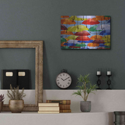 Luxe Metal Art 'Raining Umbrellas' by Epic Portfolio, Metal Wall Art,16x12