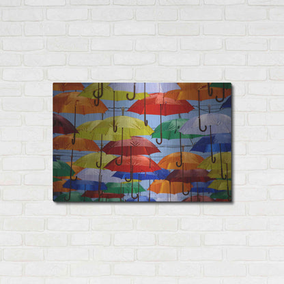 Luxe Metal Art 'Raining Umbrellas' by Epic Portfolio, Metal Wall Art,36x24