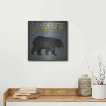 Luxe Metal Art 'Black Bear Porter' by Ryan Fowler, Metal Wall Art,12x12