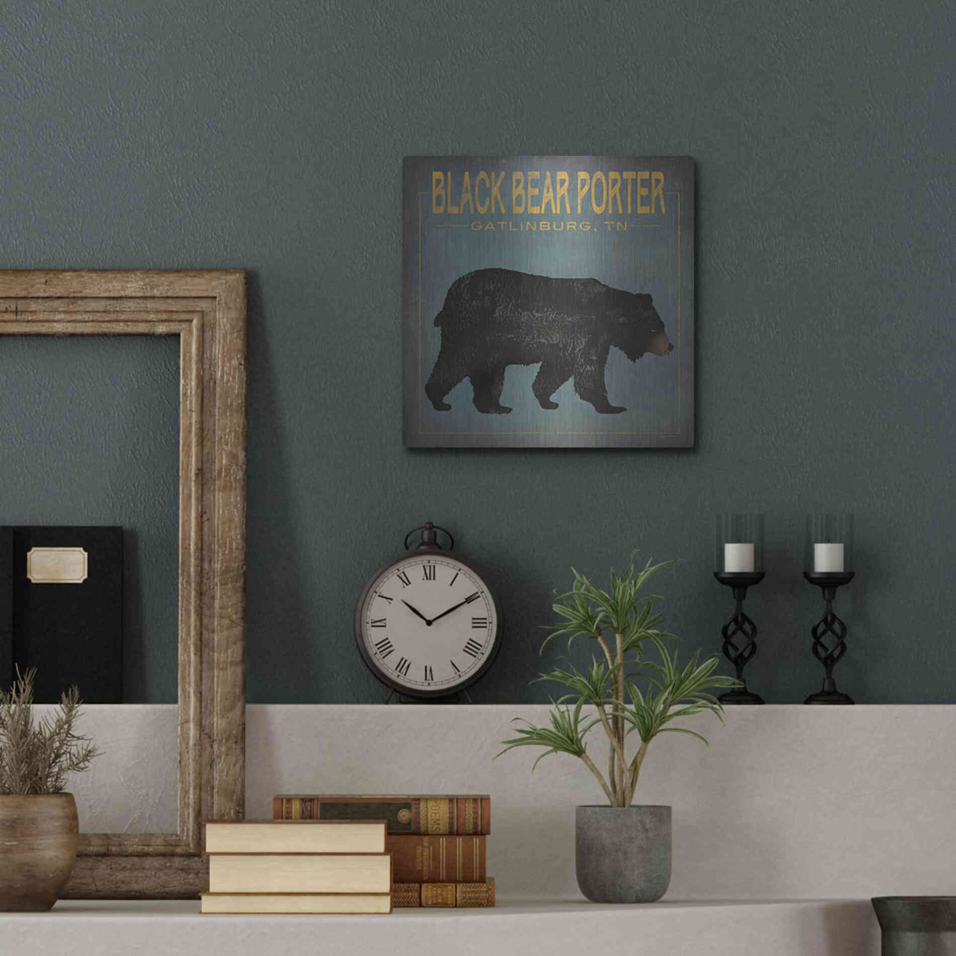 Luxe Metal Art 'Black Bear Porter' by Ryan Fowler, Metal Wall Art,12x12