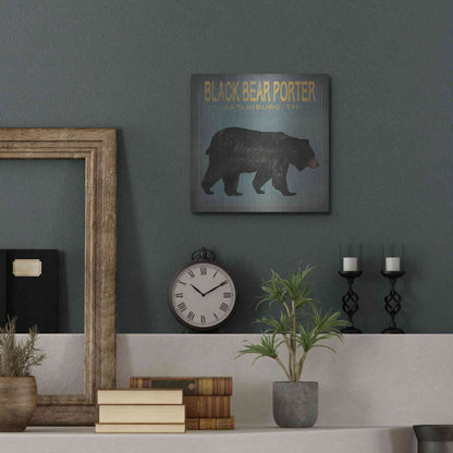 Luxe Metal Art 'Black Bear Porter' by Ryan Fowler, Metal Wall Art,12x12