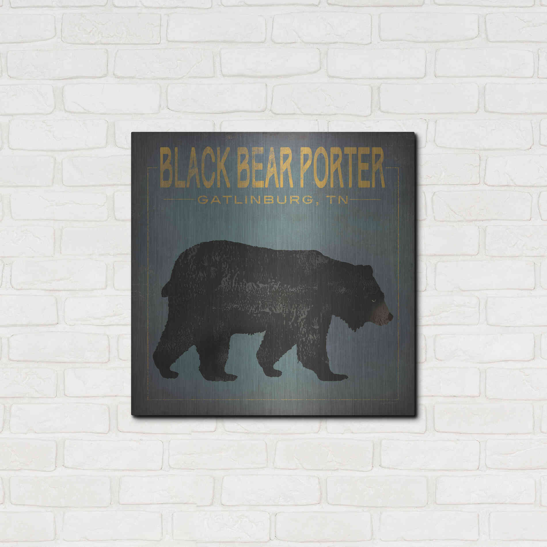 Luxe Metal Art 'Black Bear Porter' by Ryan Fowler, Metal Wall Art,24x24