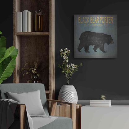 Luxe Metal Art 'Black Bear Porter' by Ryan Fowler, Metal Wall Art,24x24