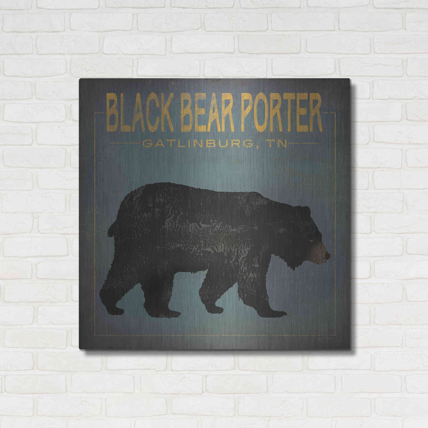Luxe Metal Art 'Black Bear Porter' by Ryan Fowler, Metal Wall Art,36x36