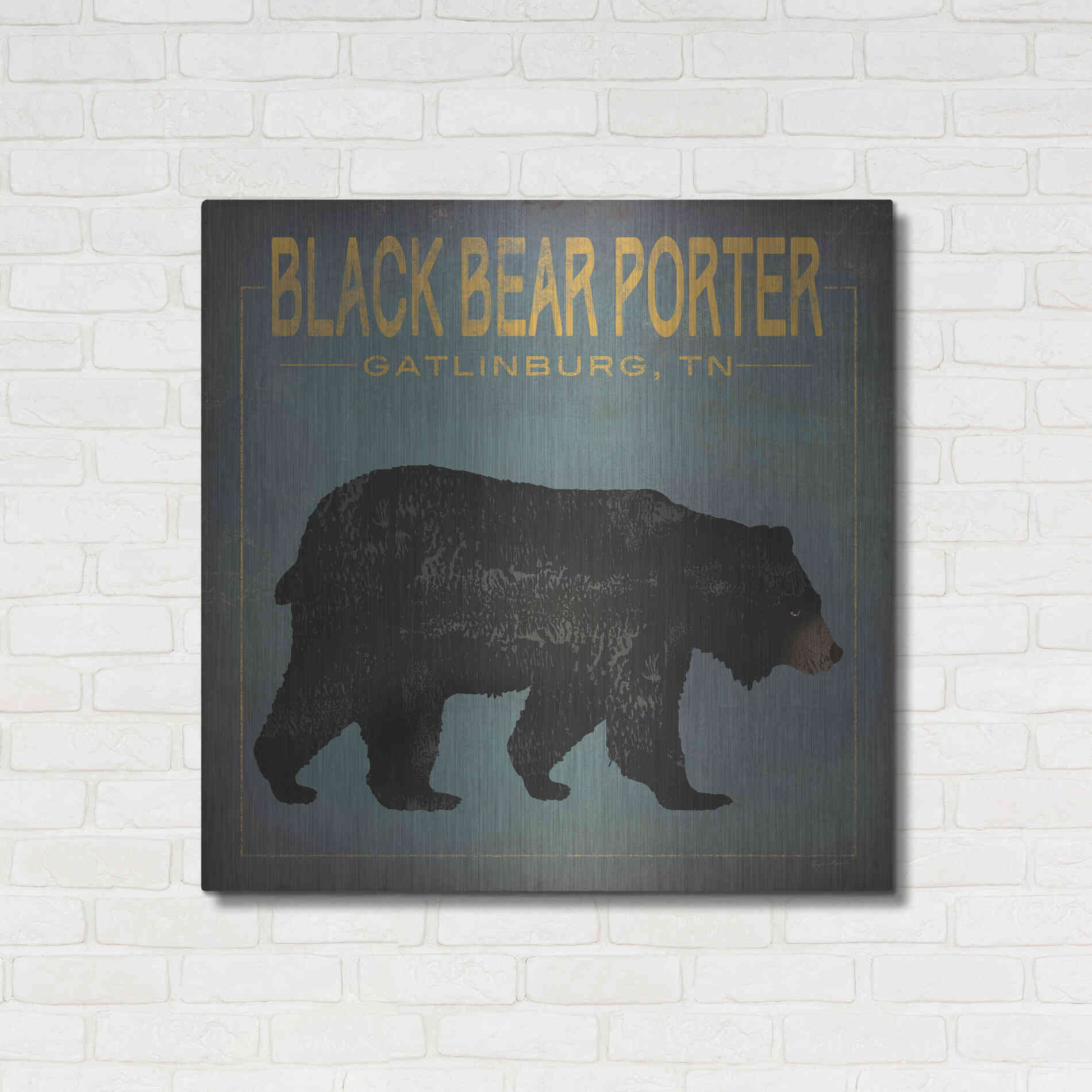 Luxe Metal Art 'Black Bear Porter' by Ryan Fowler, Metal Wall Art,36x36