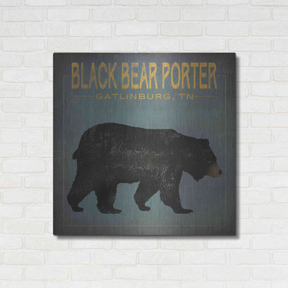 Luxe Metal Art 'Black Bear Porter' by Ryan Fowler, Metal Wall Art,36x36
