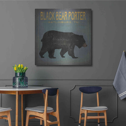 Luxe Metal Art 'Black Bear Porter' by Ryan Fowler, Metal Wall Art,36x36