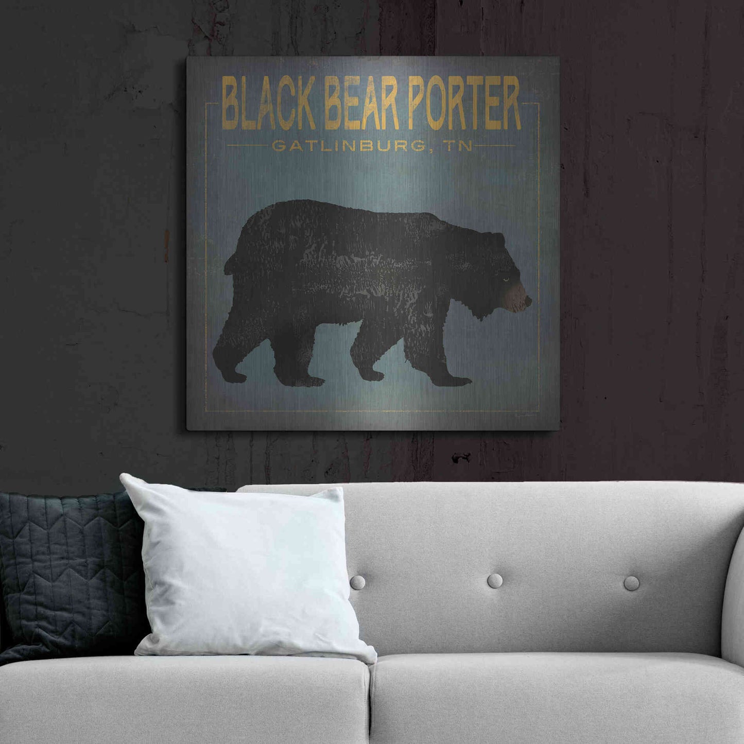Luxe Metal Art 'Black Bear Porter' by Ryan Fowler, Metal Wall Art,36x36
