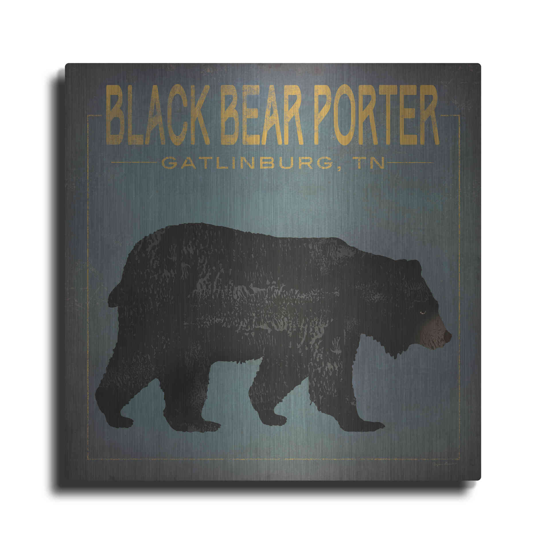 Luxe Metal Art 'Black Bear Porter' by Ryan Fowler, Metal Wall Art