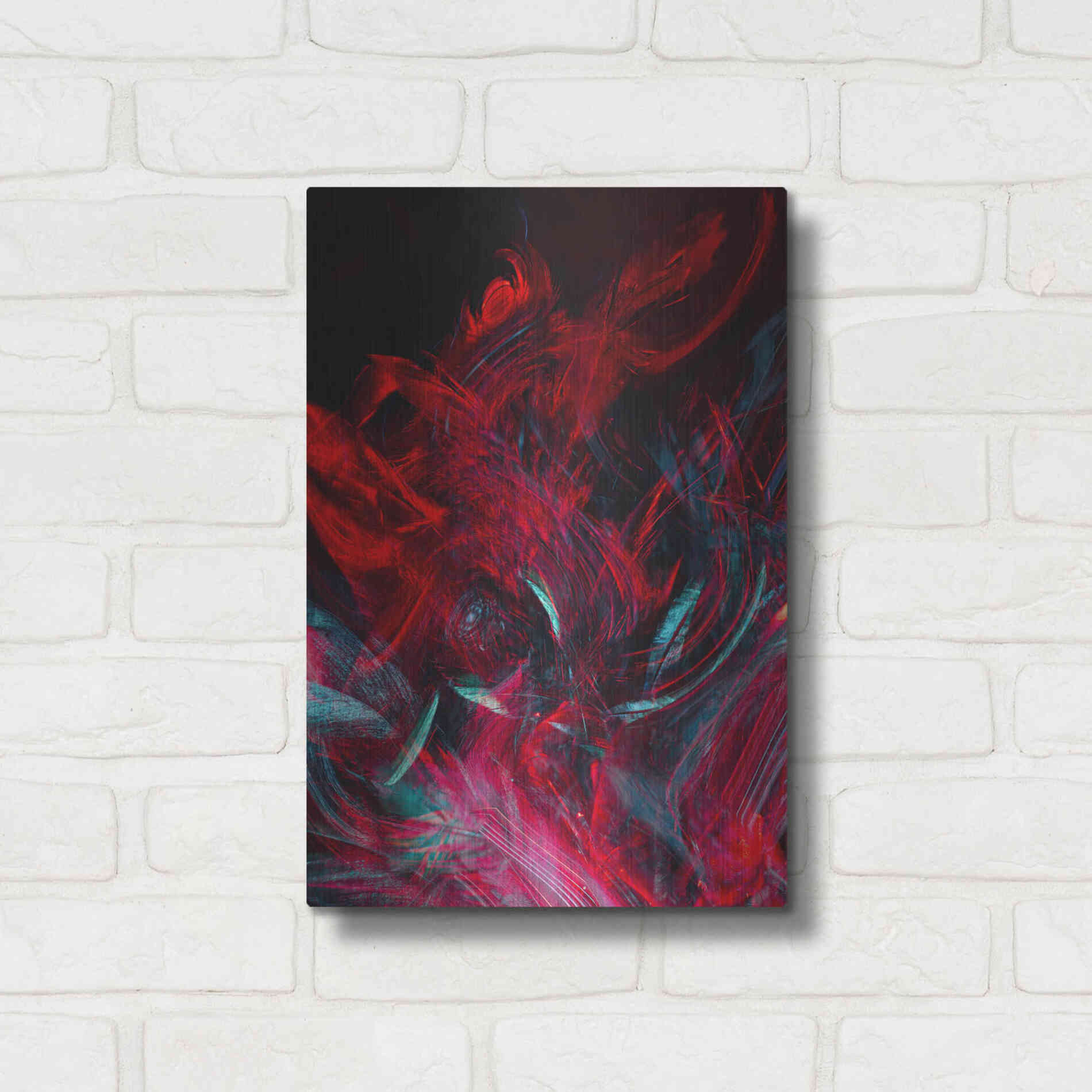 Luxe Metal Art 'Red Inferno' by Epic Portfolio, Metal Wall Art,12x16