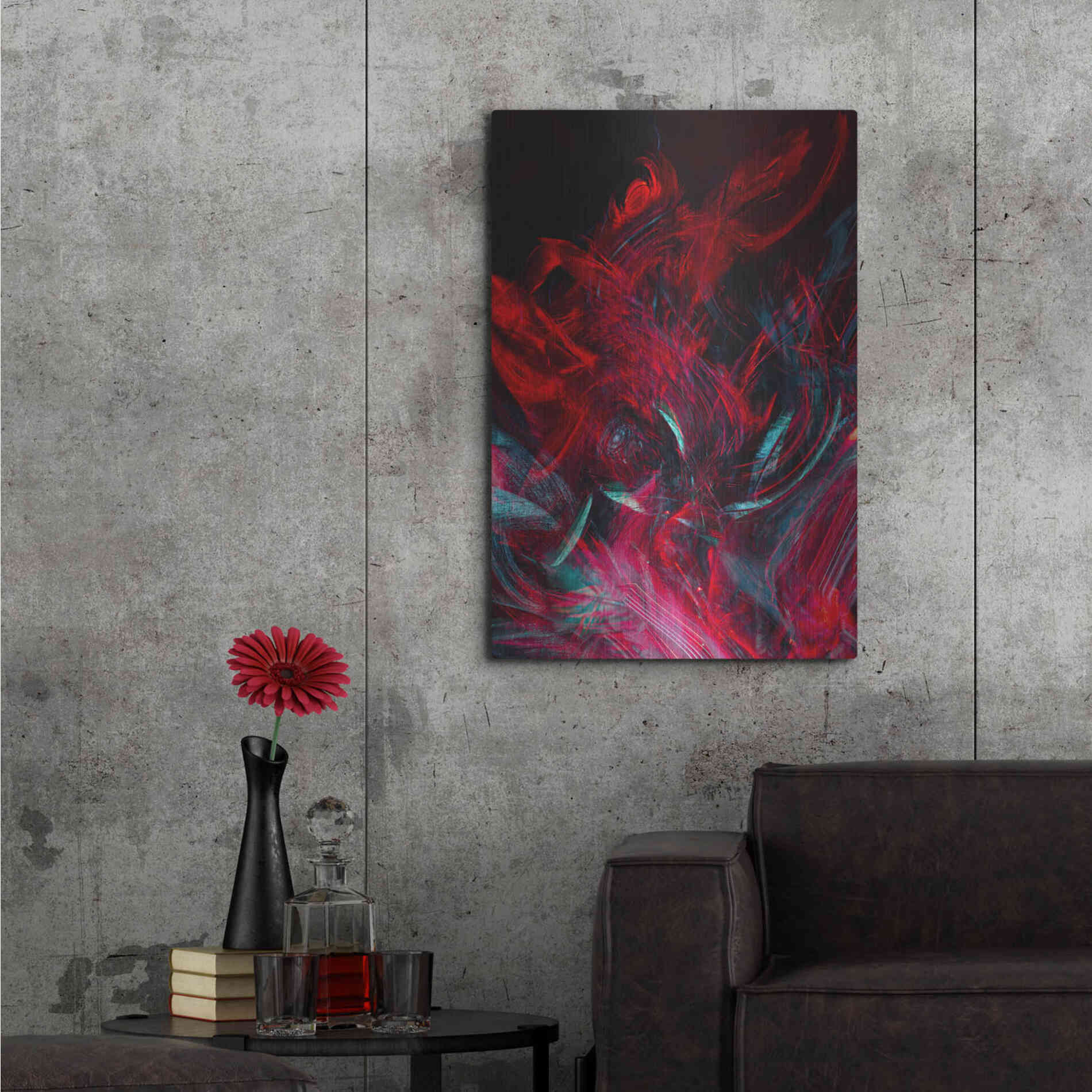 Luxe Metal Art 'Red Inferno' by Epic Portfolio, Metal Wall Art,24x36