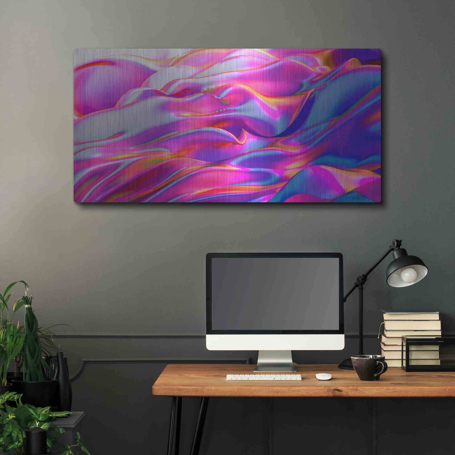 Luxe Metal Art 'Silk Dessert' by Epic Portfolio, Metal Wall Art,48x24