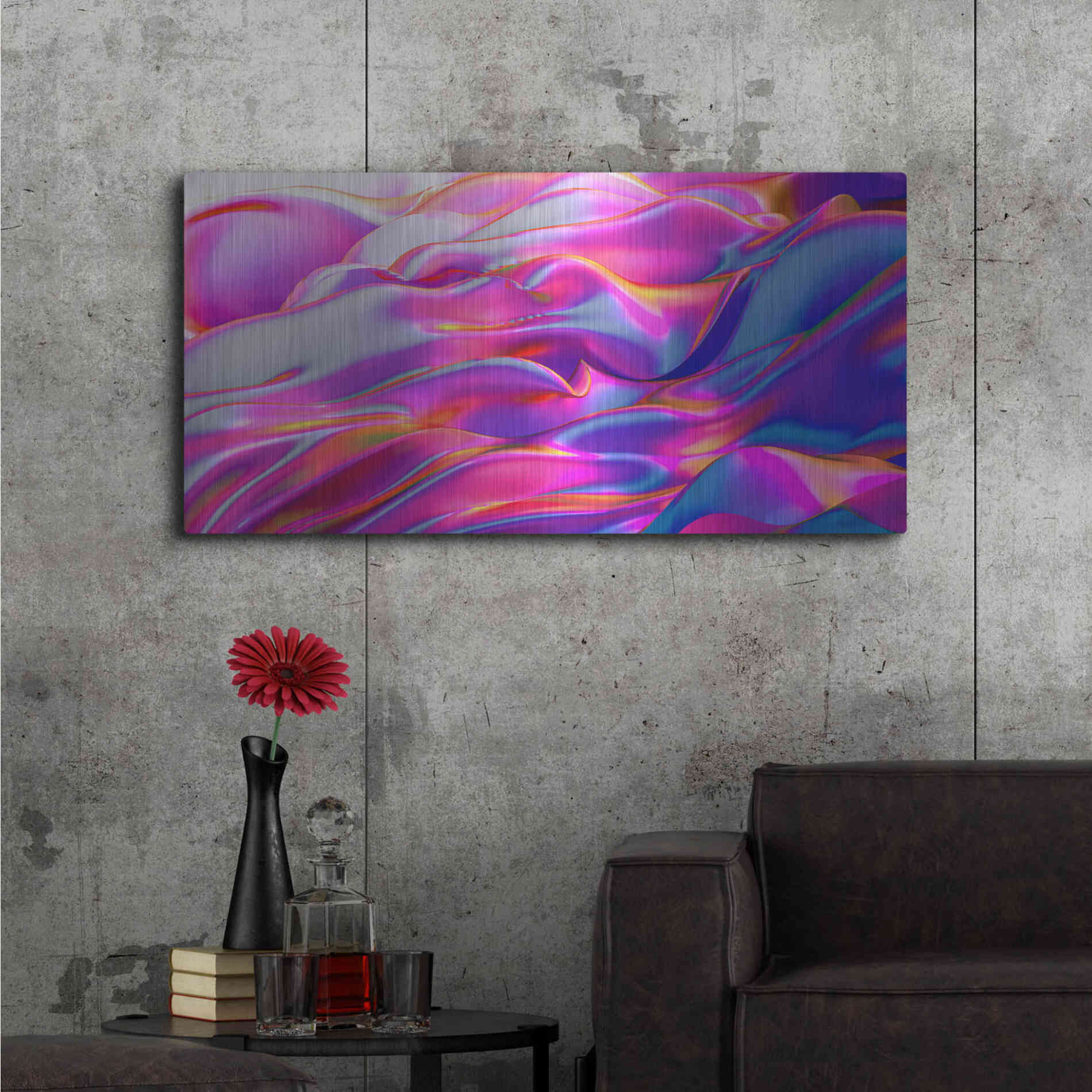 Luxe Metal Art 'Silk Dessert' by Epic Portfolio, Metal Wall Art,48x24