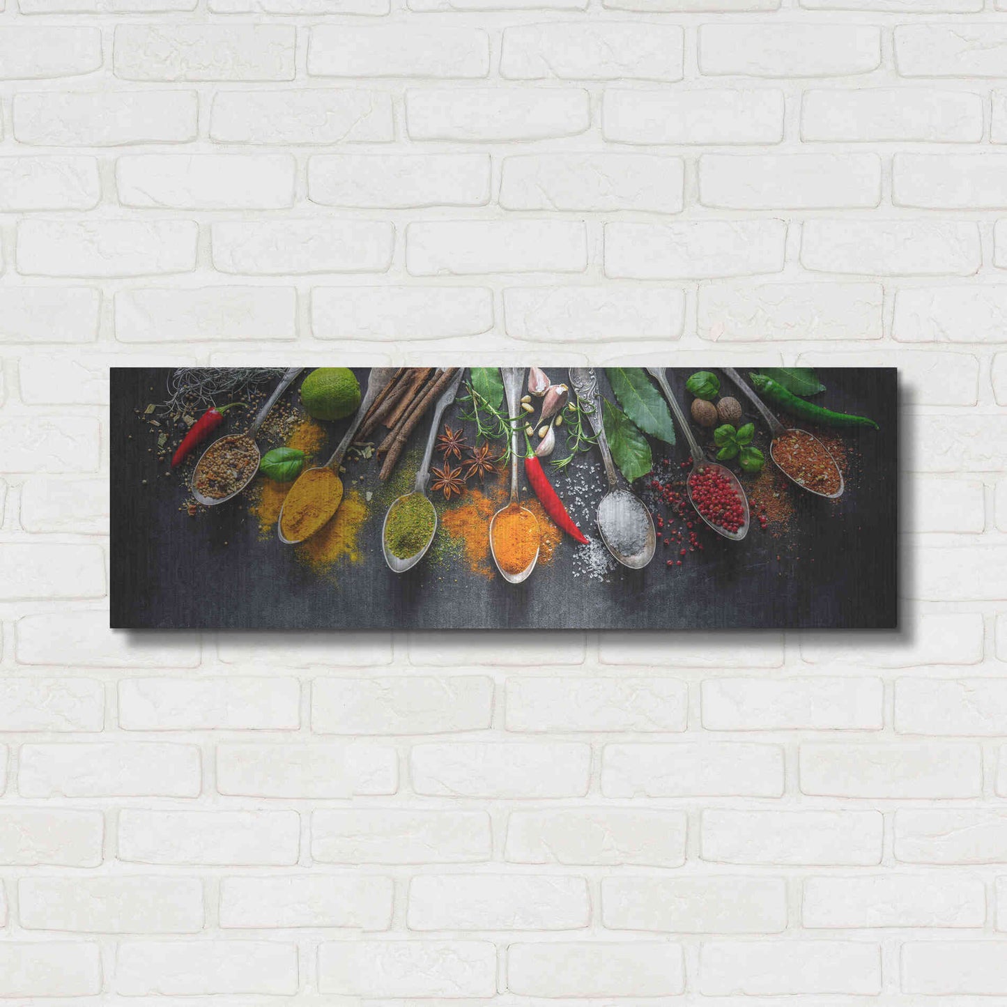 Luxe Metal Art 'Spicy World II' by Epic Portfolio, Metal Wall Art,36x12