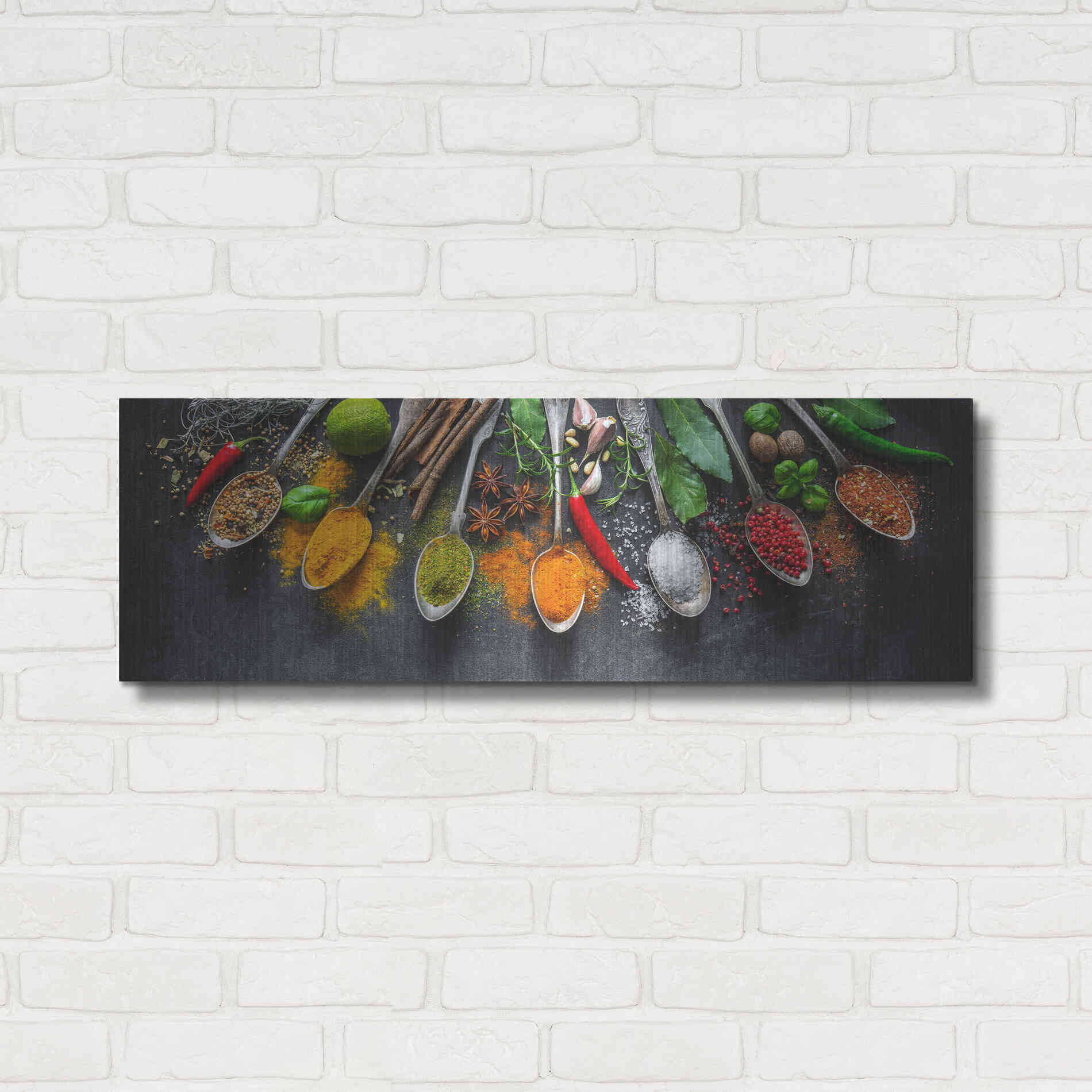 Luxe Metal Art 'Spicy World II' by Epic Portfolio, Metal Wall Art,36x12