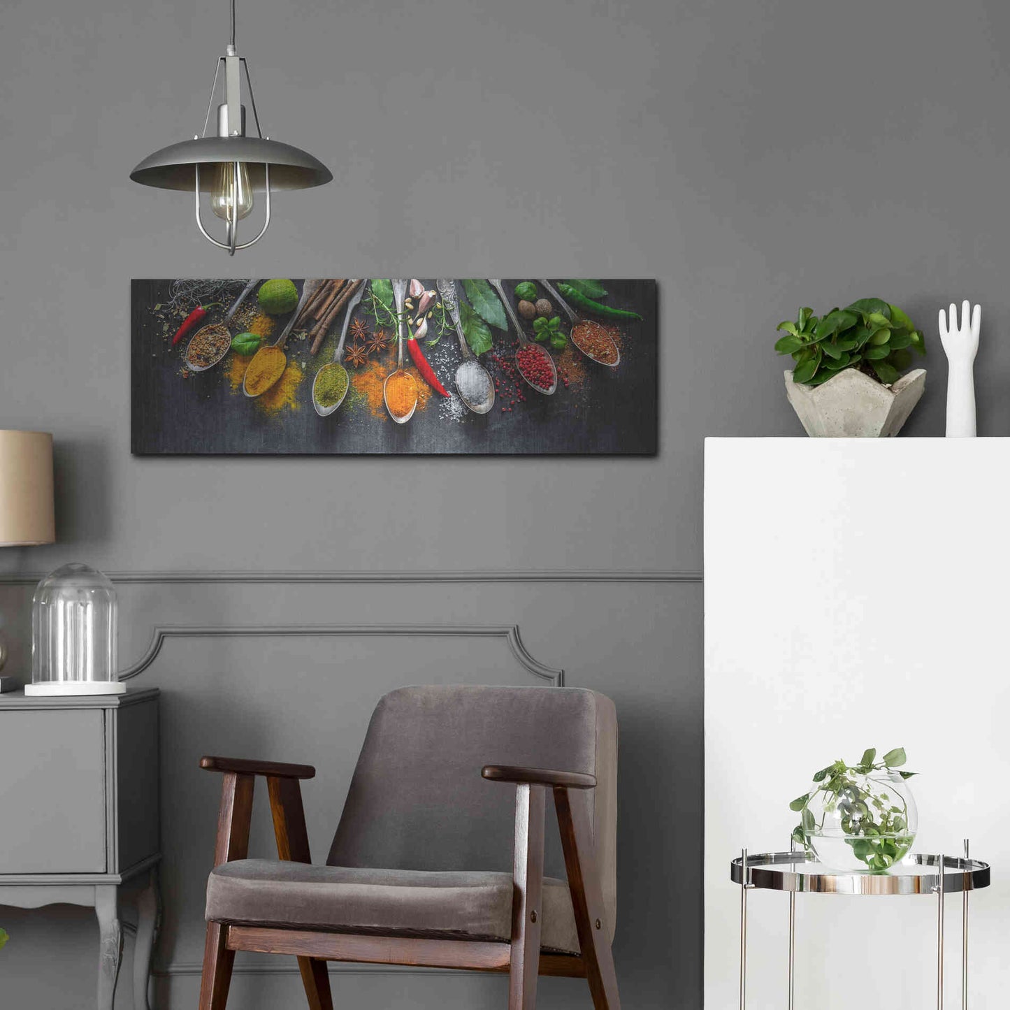 Luxe Metal Art 'Spicy World II' by Epic Portfolio, Metal Wall Art,36x12