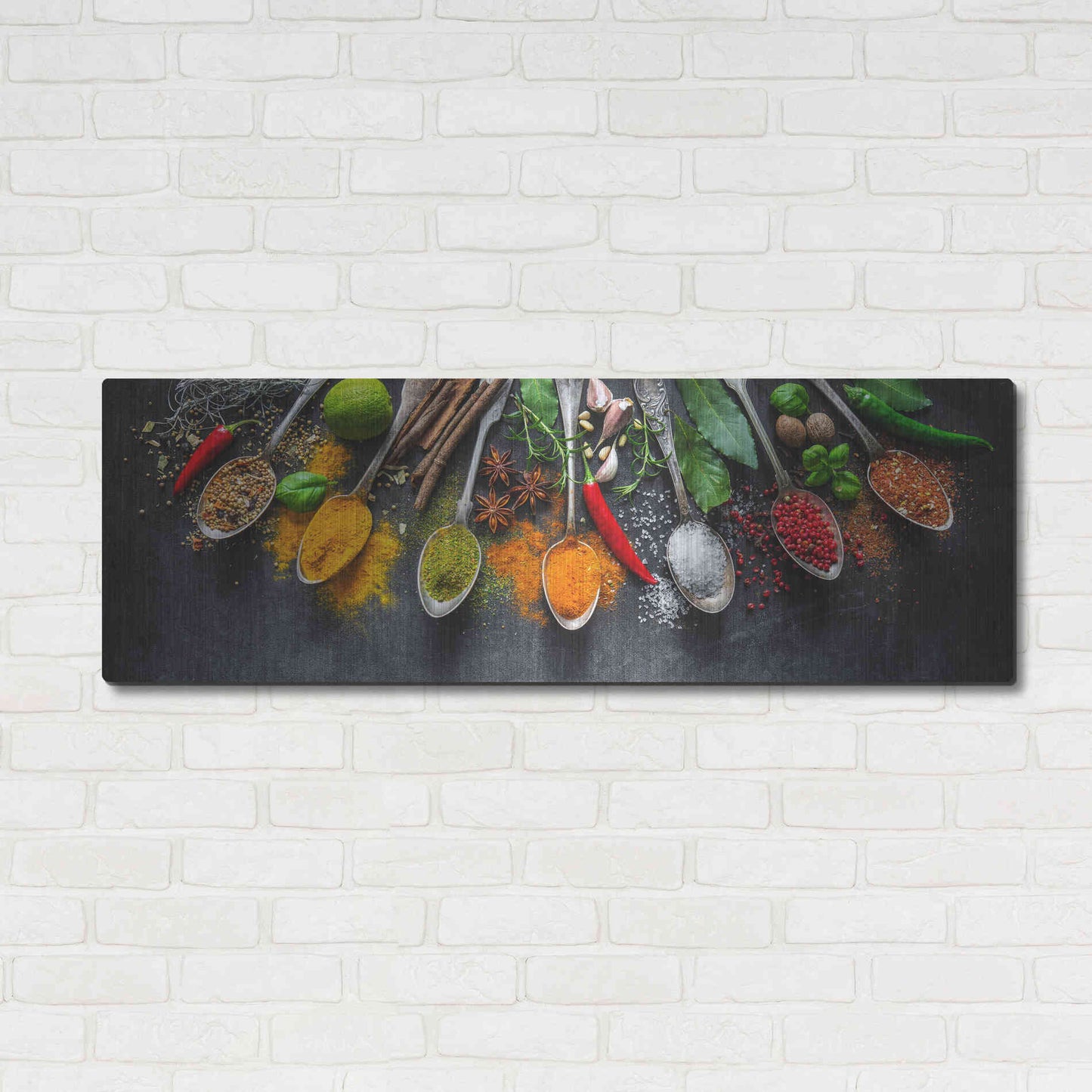 Luxe Metal Art 'Spicy World II' by Epic Portfolio, Metal Wall Art,48x16