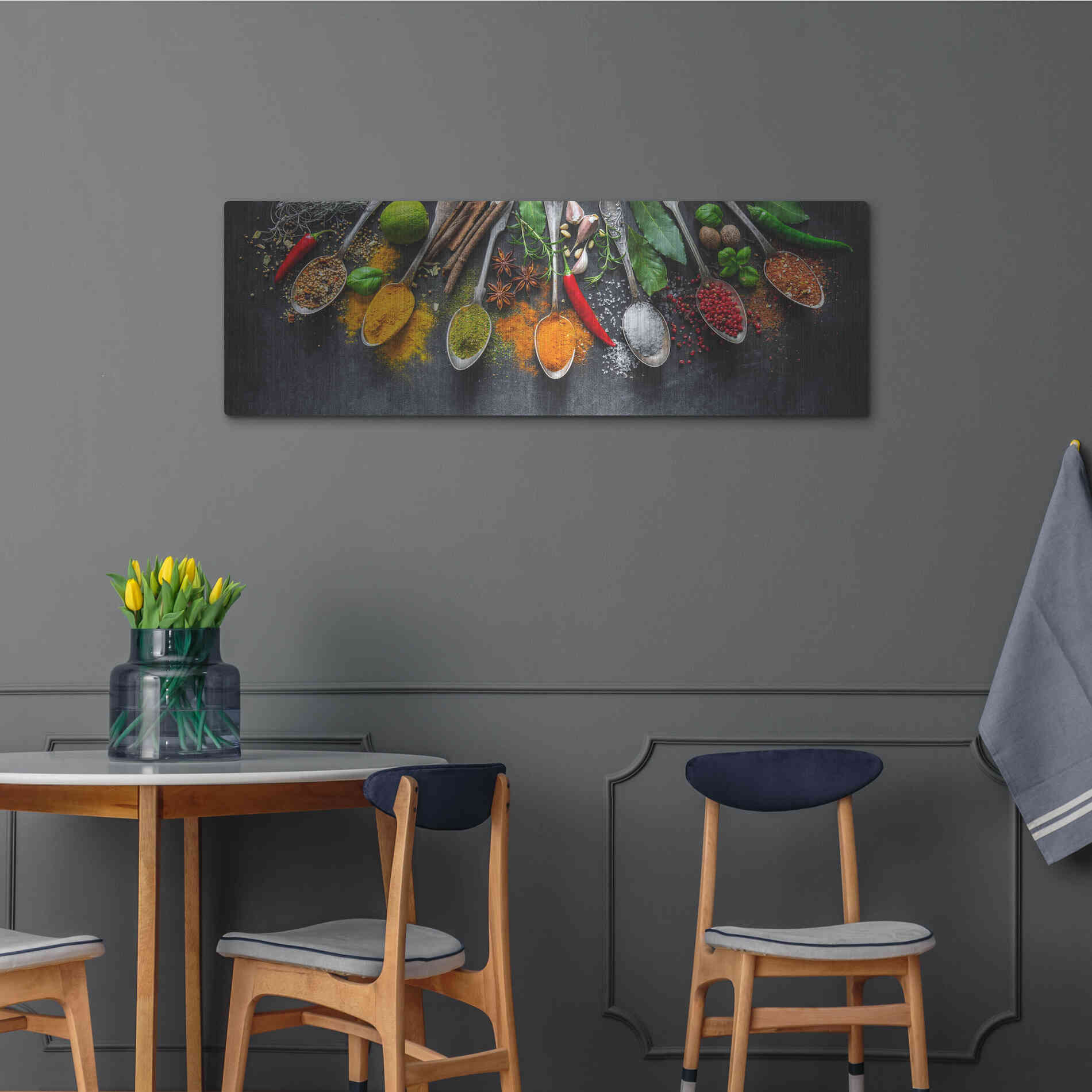 Luxe Metal Art 'Spicy World II' by Epic Portfolio, Metal Wall Art,48x16