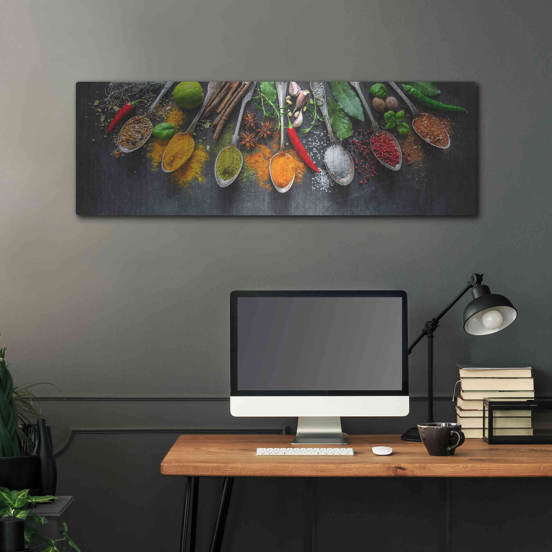 Luxe Metal Art 'Spicy World II' by Epic Portfolio, Metal Wall Art,48x16