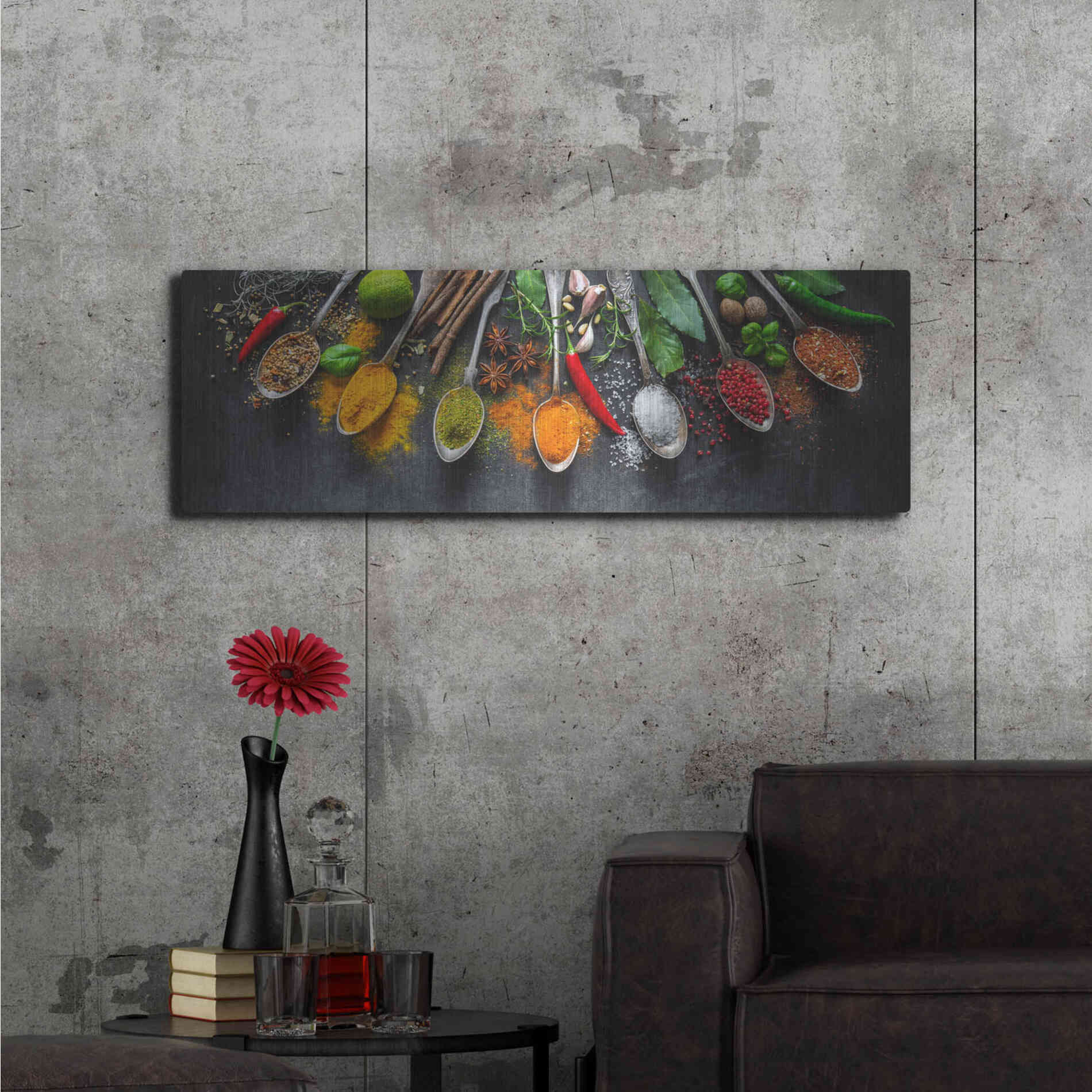 Luxe Metal Art 'Spicy World II' by Epic Portfolio, Metal Wall Art,48x16