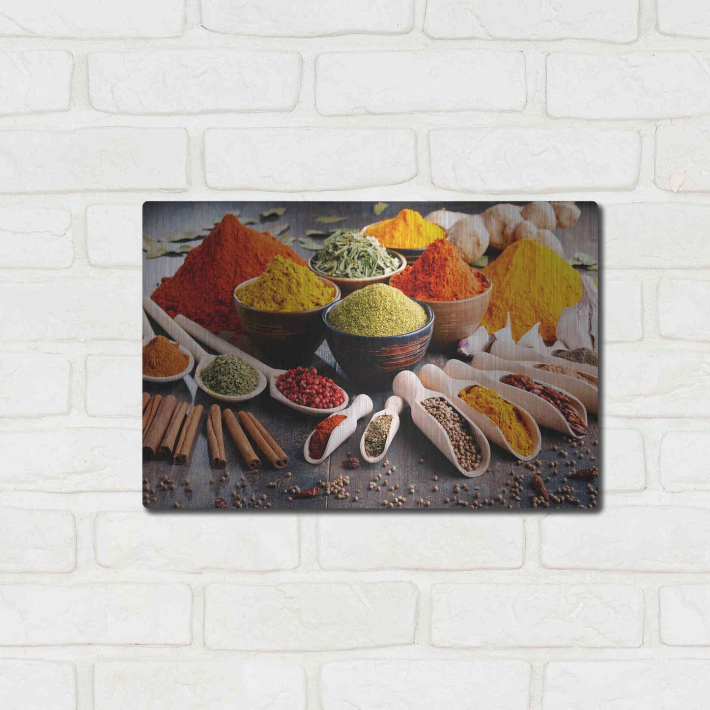 Luxe Metal Art 'Spicy World' by Epic Portfolio, Metal Wall Art,16x12