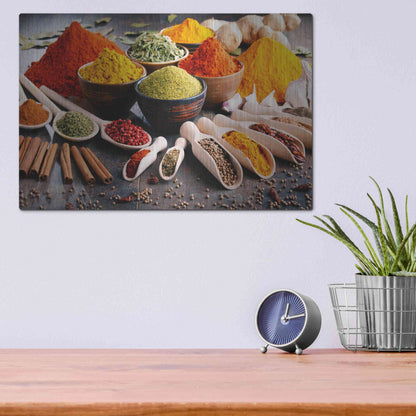 Luxe Metal Art 'Spicy World' by Epic Portfolio, Metal Wall Art,16x12