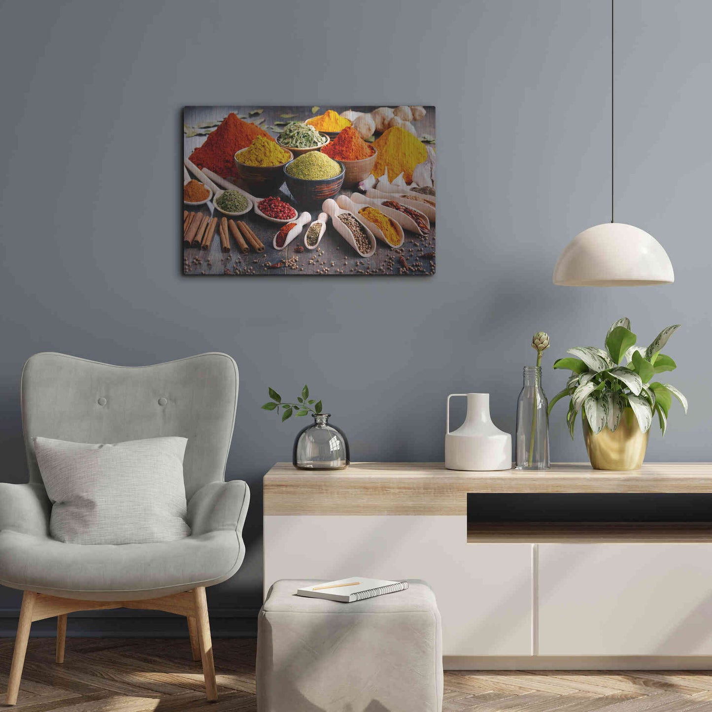 Luxe Metal Art 'Spicy World' by Epic Portfolio, Metal Wall Art,24x16