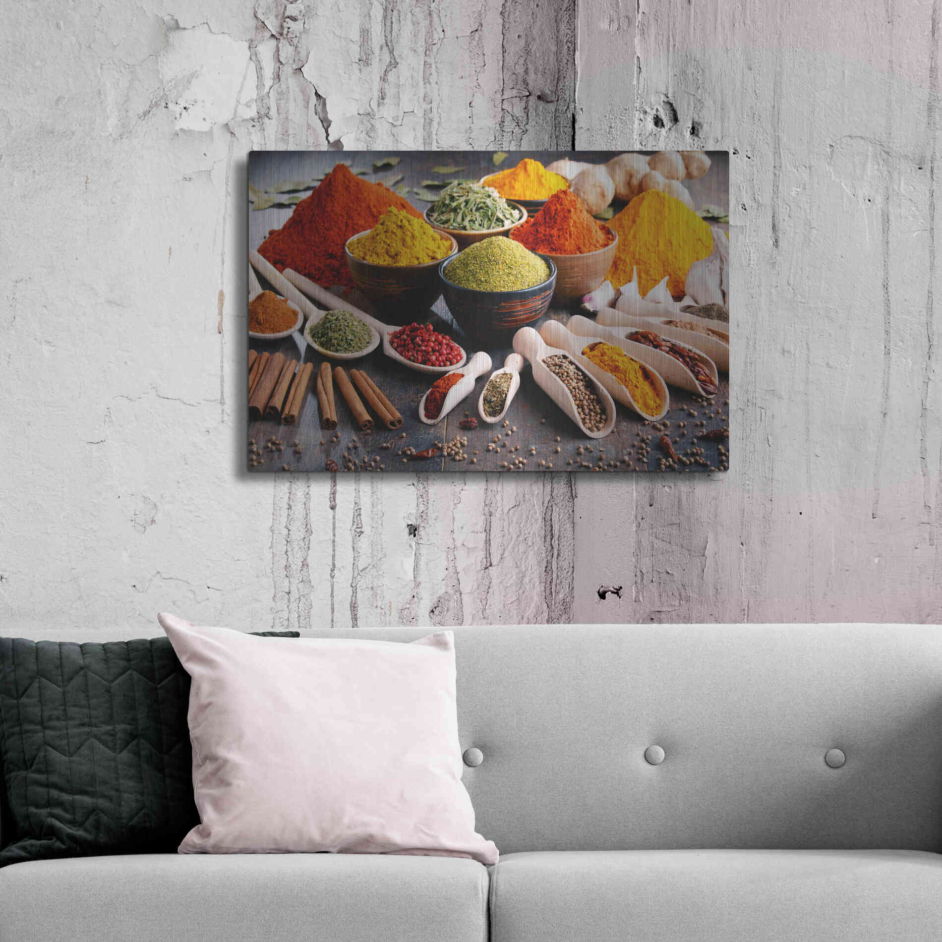 Luxe Metal Art 'Spicy World' by Epic Portfolio, Metal Wall Art,36x24