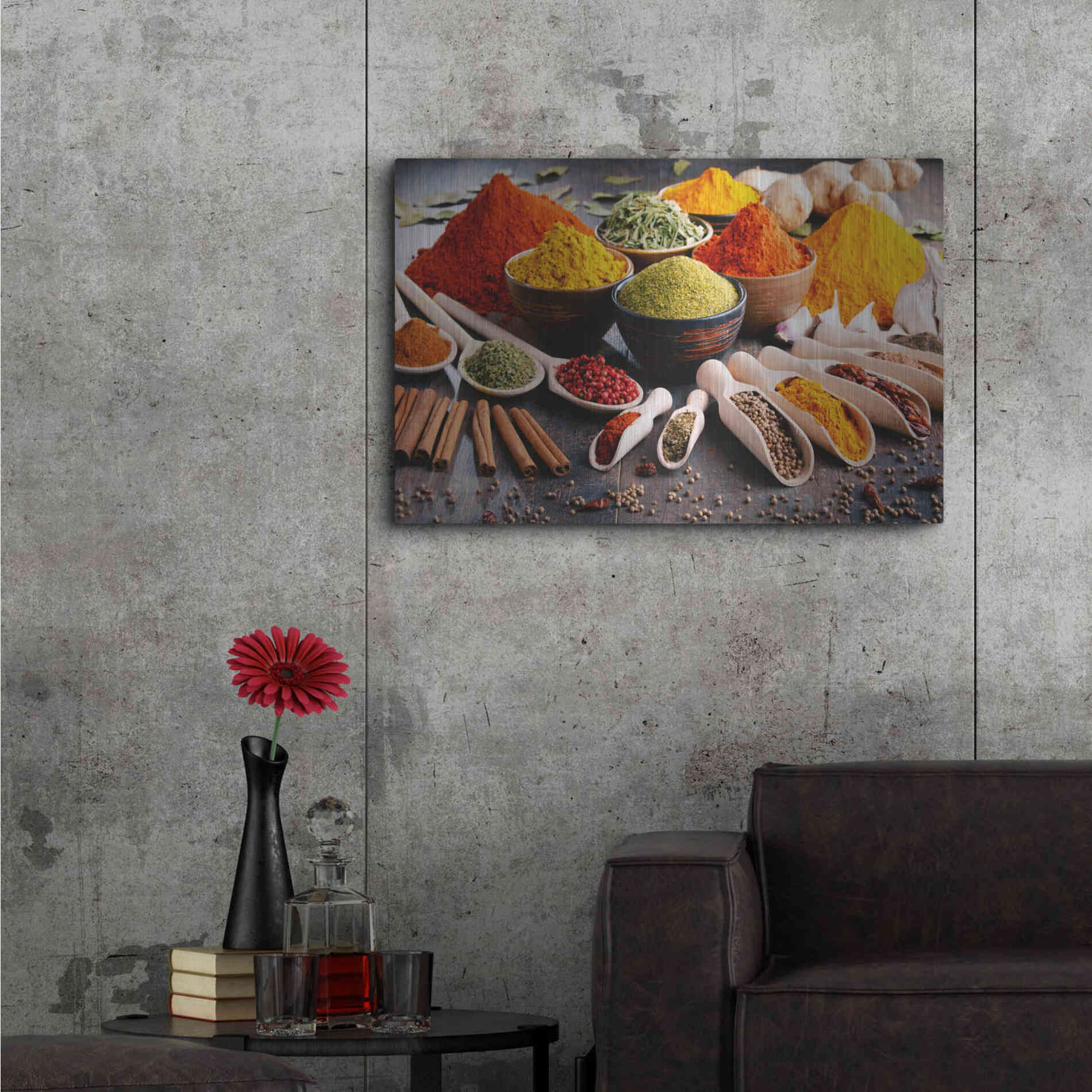 Luxe Metal Art 'Spicy World' by Epic Portfolio, Metal Wall Art,36x24