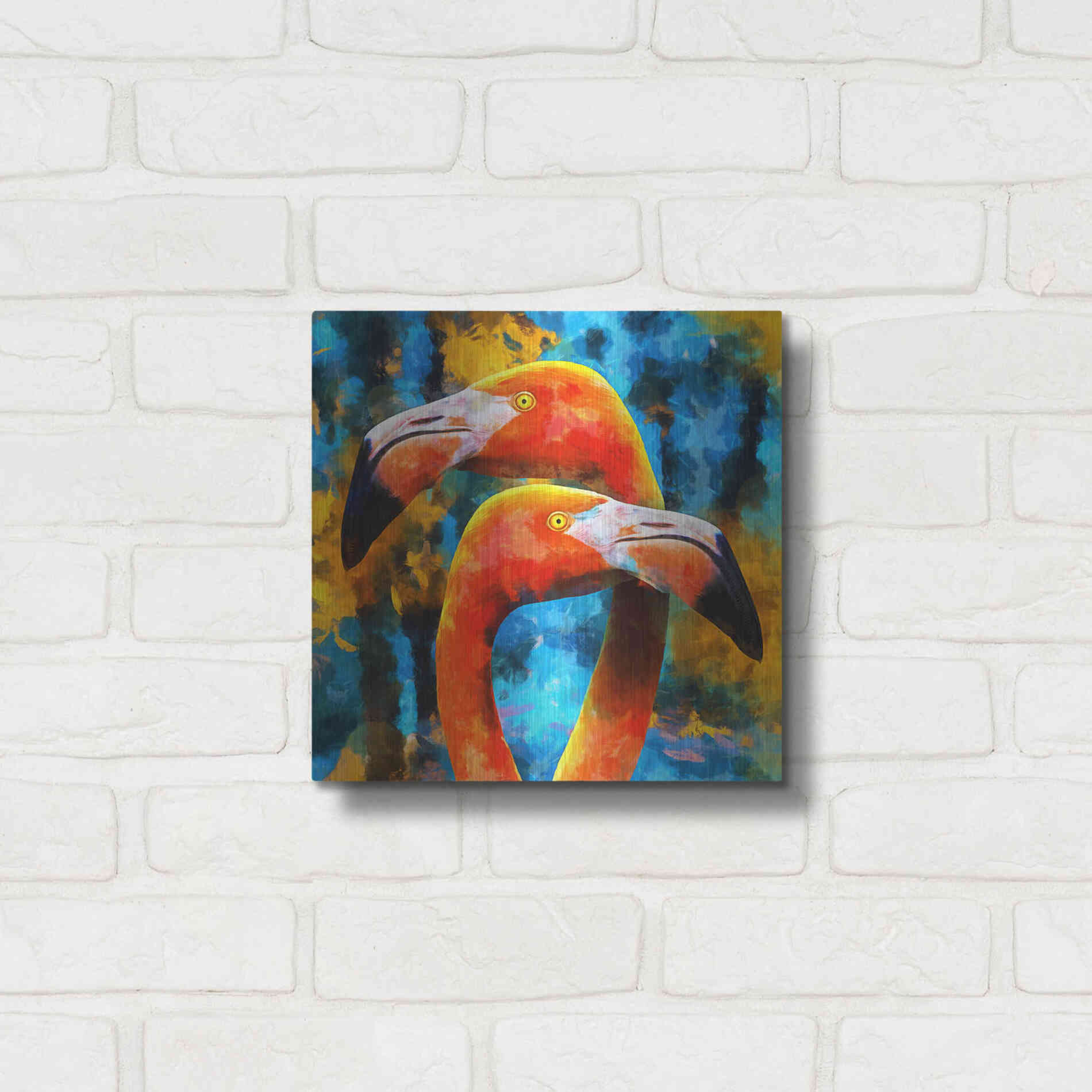 Luxe Metal Art 'The Lost Flamingos ' by Epic Portfolio, Metal Wall Art,12x12