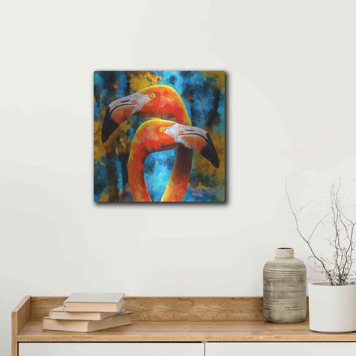 Luxe Metal Art 'The Lost Flamingos ' by Epic Portfolio, Metal Wall Art,12x12