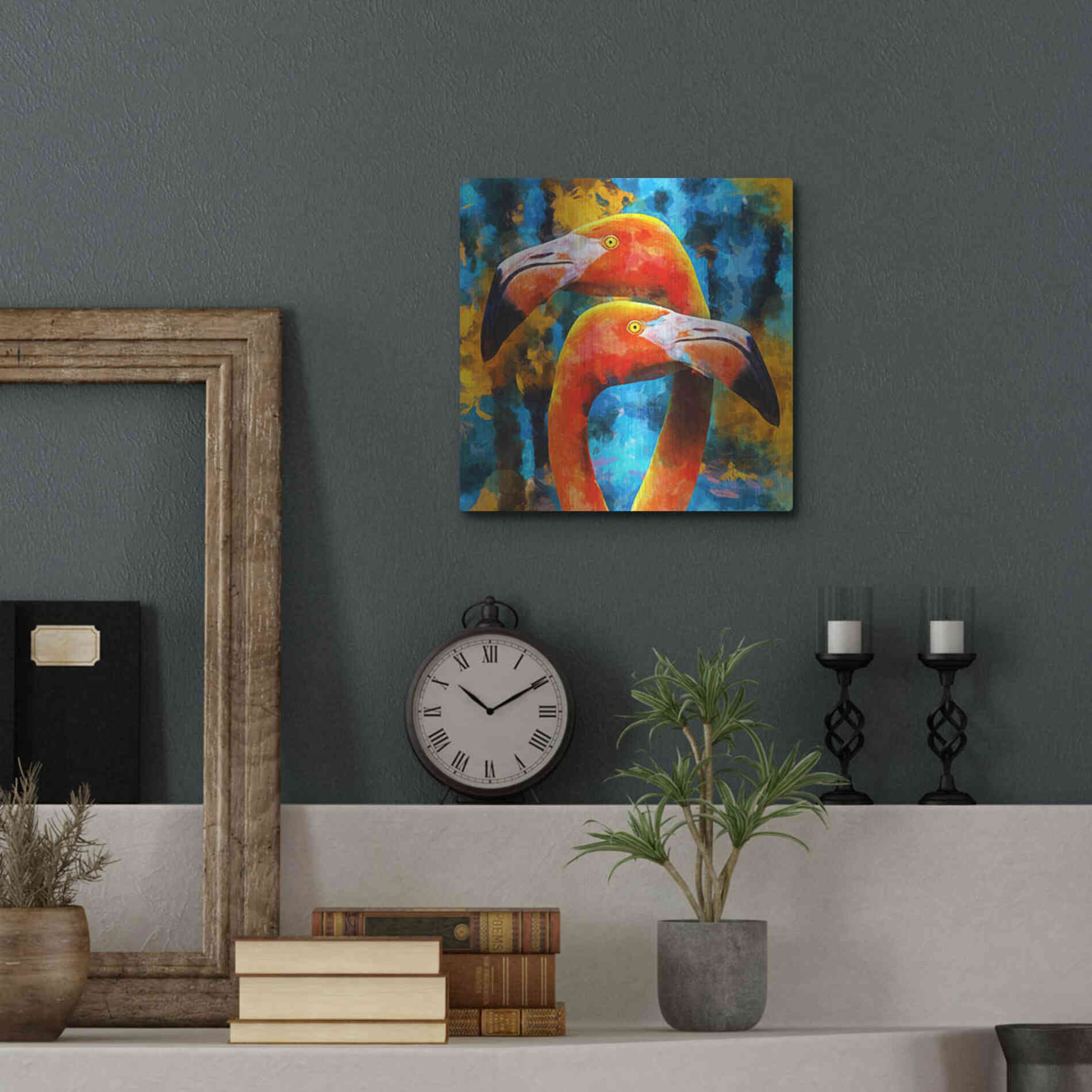 Luxe Metal Art 'The Lost Flamingos ' by Epic Portfolio, Metal Wall Art,12x12