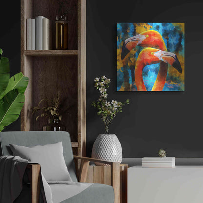 Luxe Metal Art 'The Lost Flamingos ' by Epic Portfolio, Metal Wall Art,24x24