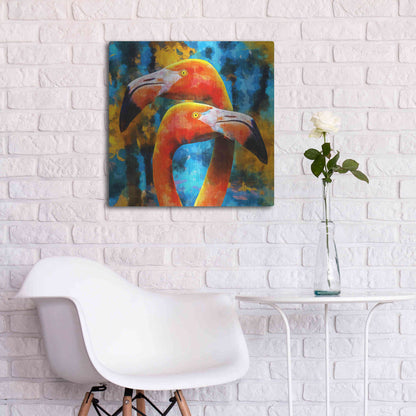 Luxe Metal Art 'The Lost Flamingos ' by Epic Portfolio, Metal Wall Art,24x24