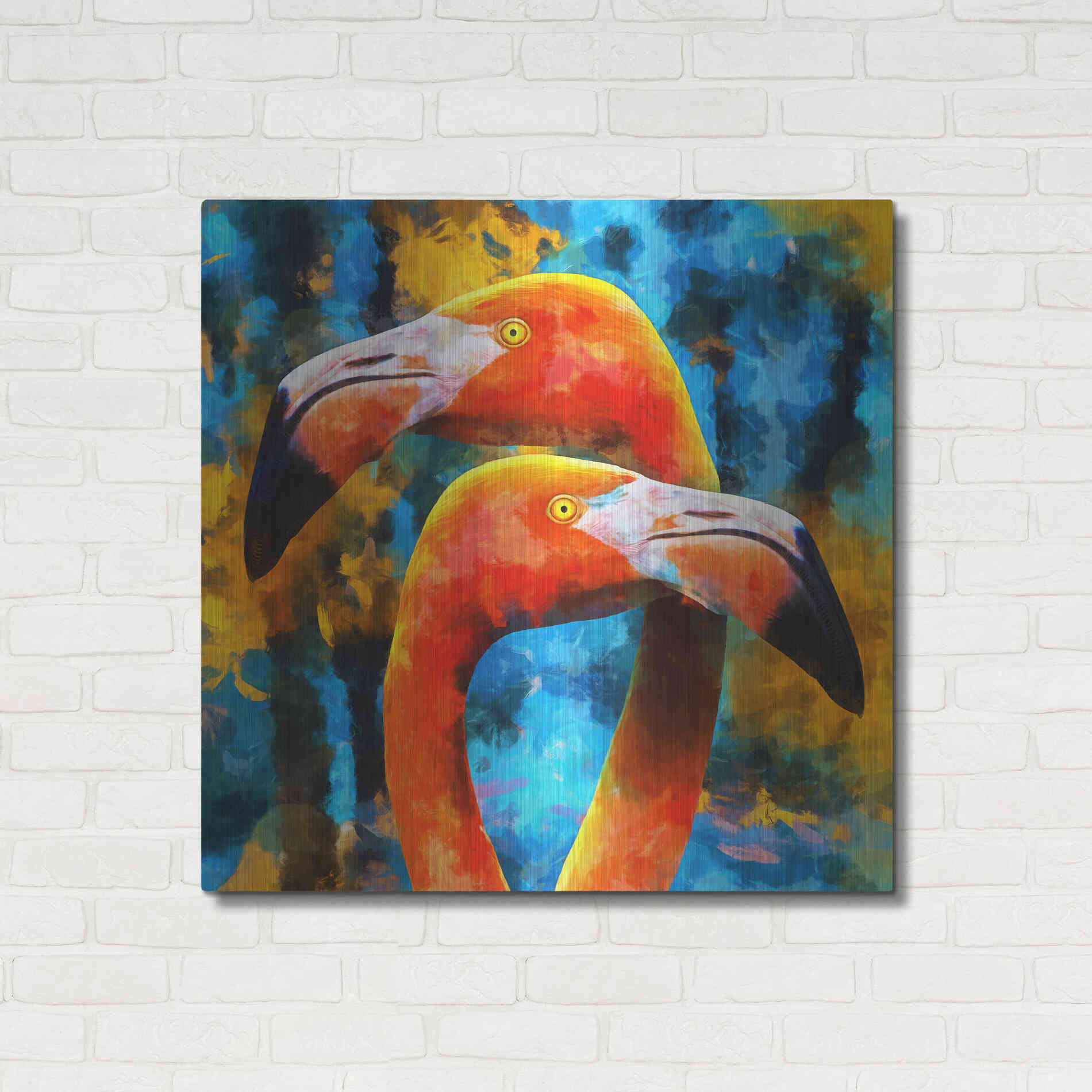 Luxe Metal Art 'The Lost Flamingos ' by Epic Portfolio, Metal Wall Art,36x36