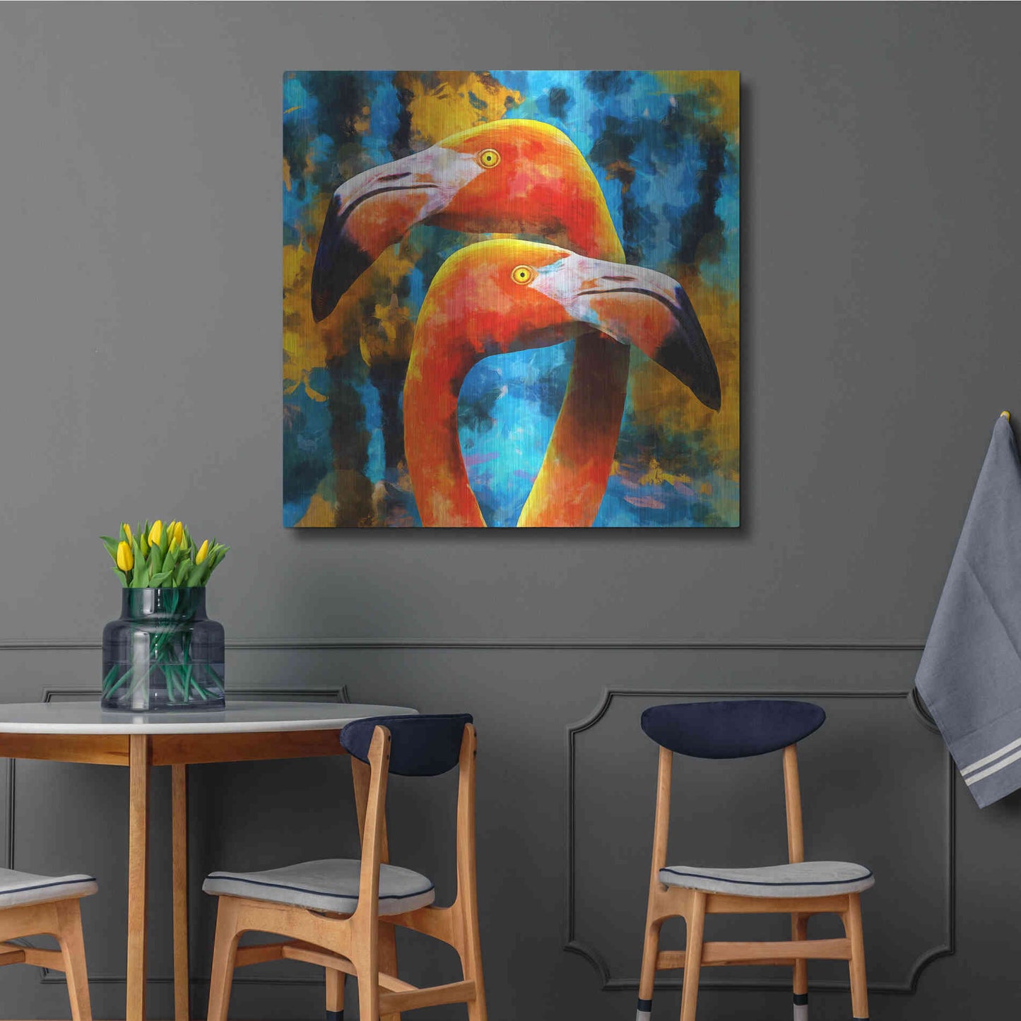 Luxe Metal Art 'The Lost Flamingos ' by Epic Portfolio, Metal Wall Art,36x36