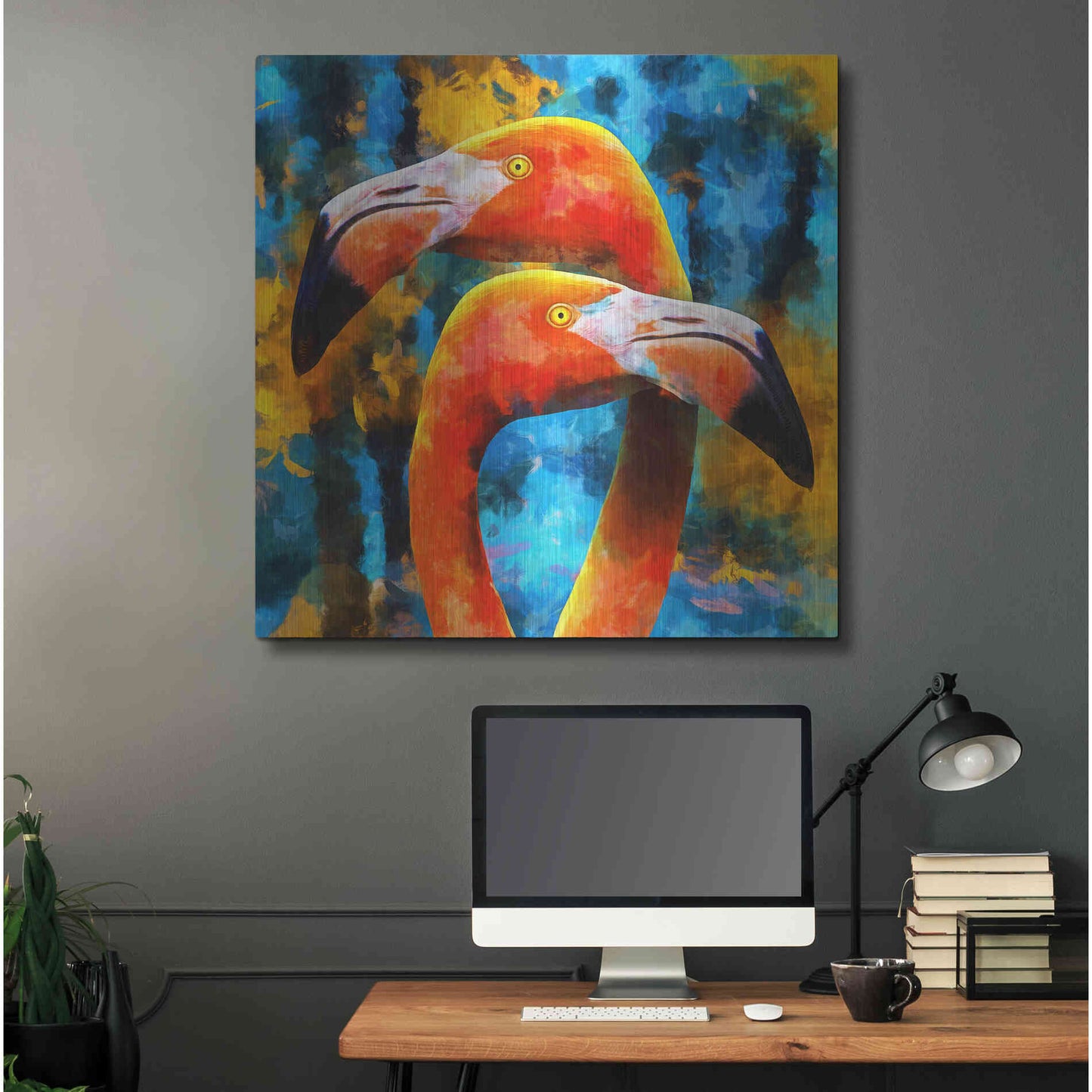 Luxe Metal Art 'The Lost Flamingos ' by Epic Portfolio, Metal Wall Art,36x36