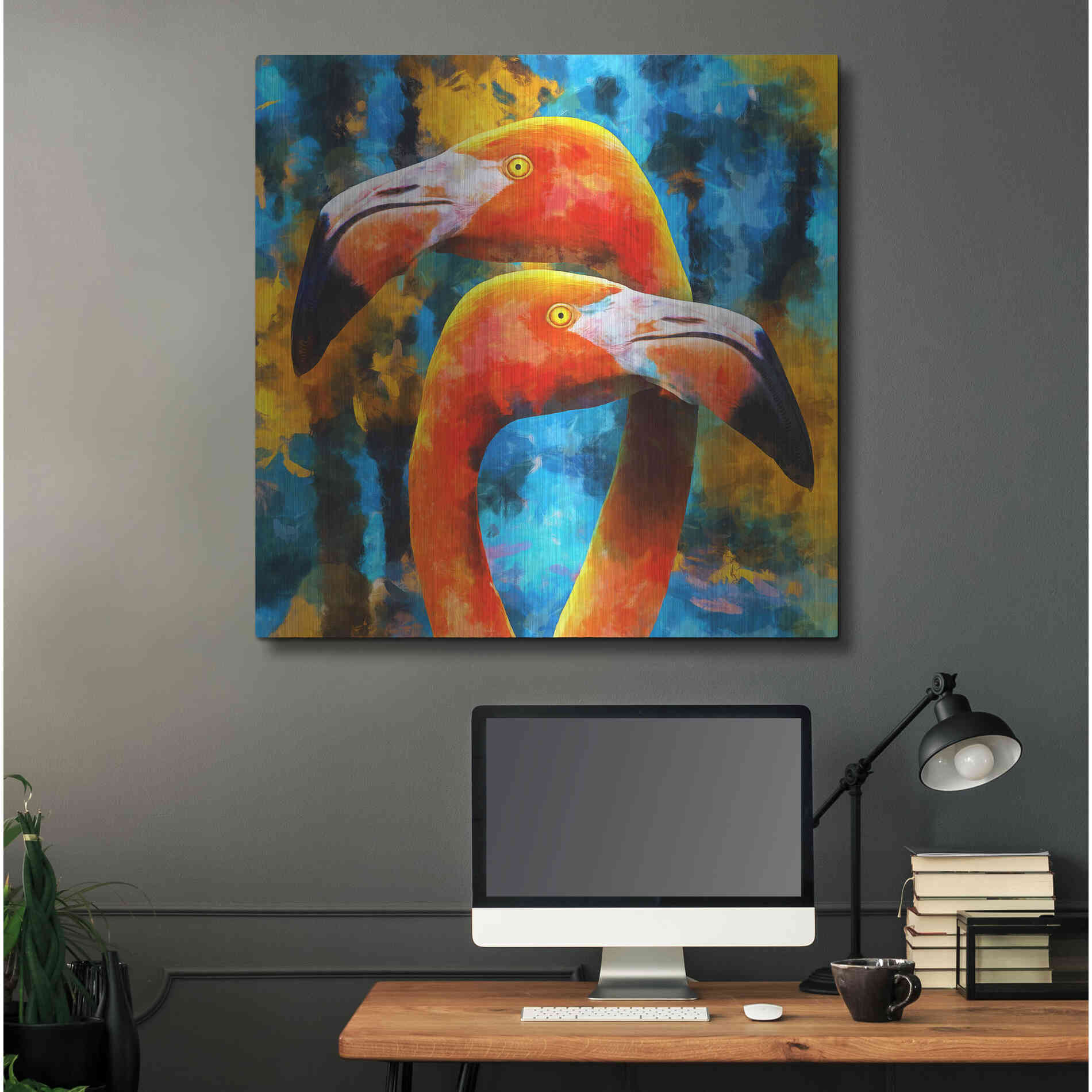 Luxe Metal Art 'The Lost Flamingos ' by Epic Portfolio, Metal Wall Art,36x36