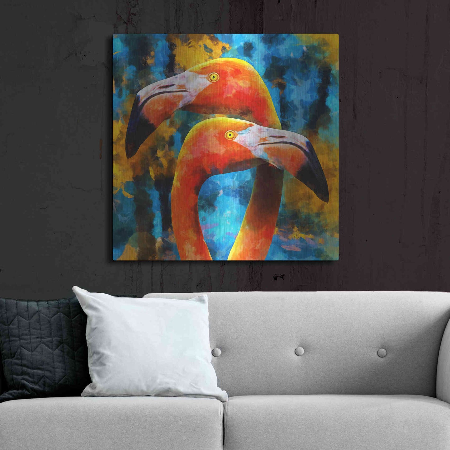 Luxe Metal Art 'The Lost Flamingos ' by Epic Portfolio, Metal Wall Art,36x36